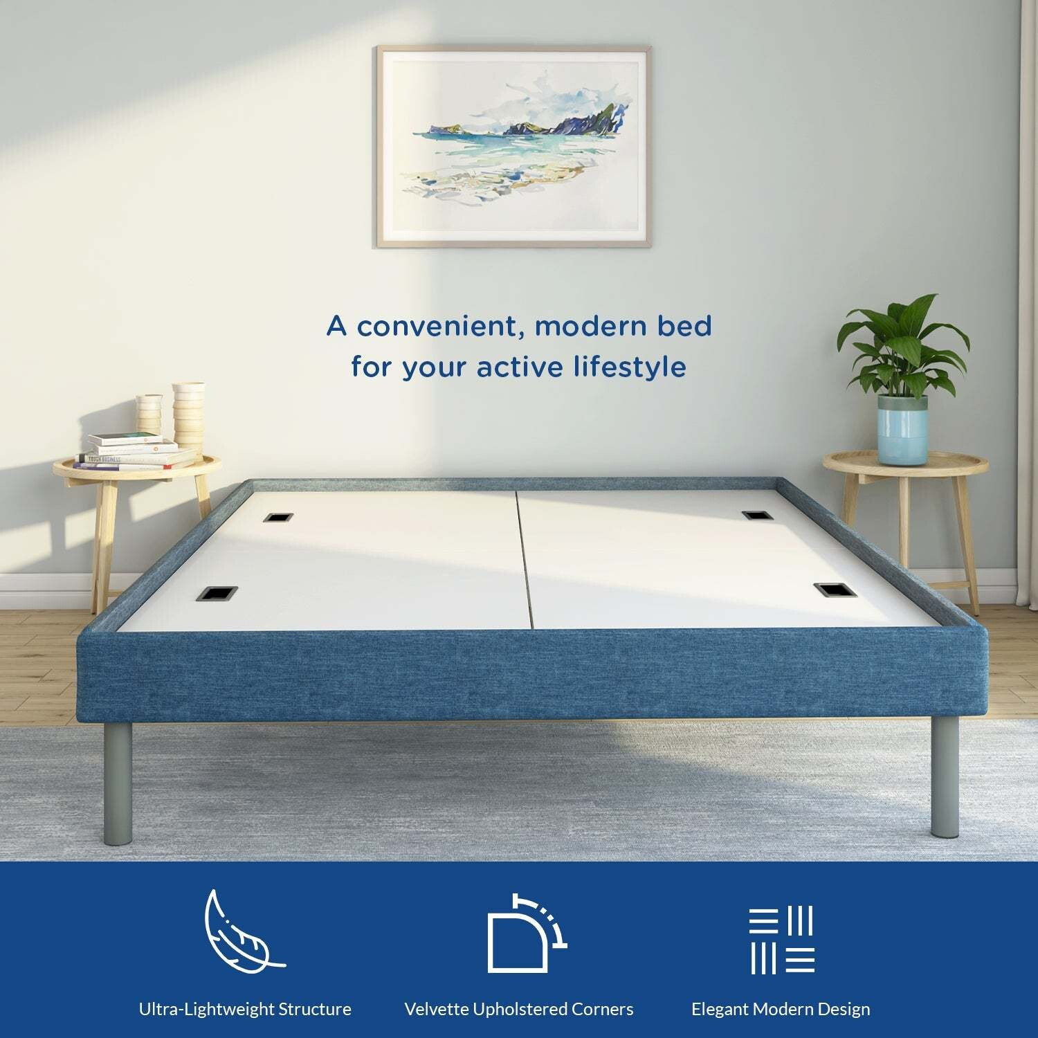Image of Nilkamal SLEEP Velvette Engineered Wood King Bed, 206 cm x 188 cm (6.76 ft x 6.17 ft)