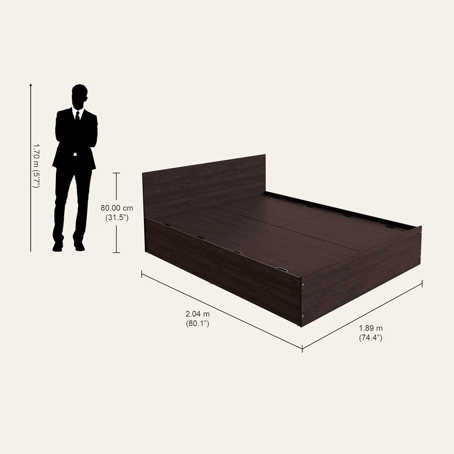 Image of Interio by Godrej Ewa Engineered Wood King Box Bed, 204 cm x 189 cm (6.69 ft x 6.2 ft)