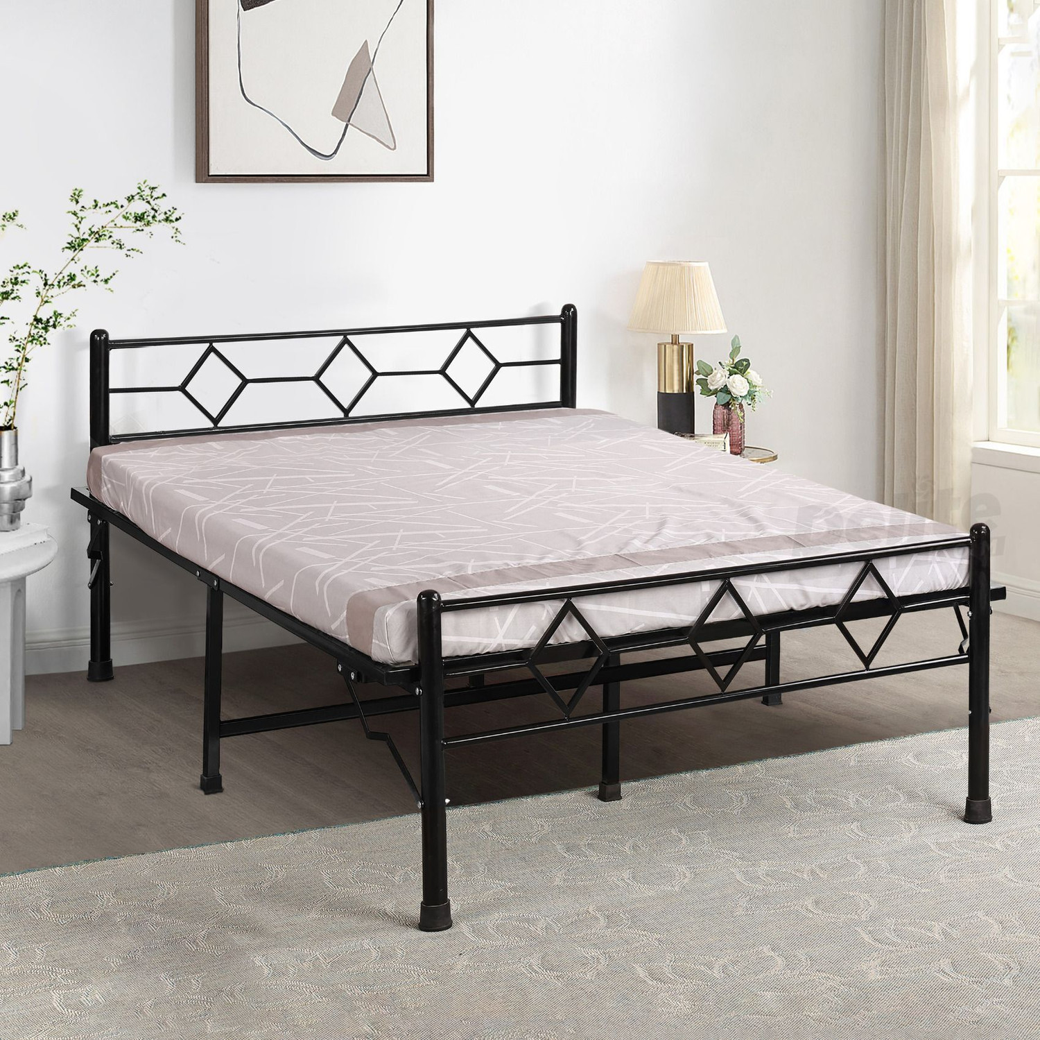 Image of Delite Kom Dory Foldable Metal Queen Bed (6.7x5ft) | Heavy Load | 1 Year Warranty | Strong Metal Queen Bed, 195.5 cm x 153 cm (6.41 ft x 5.02 ft)