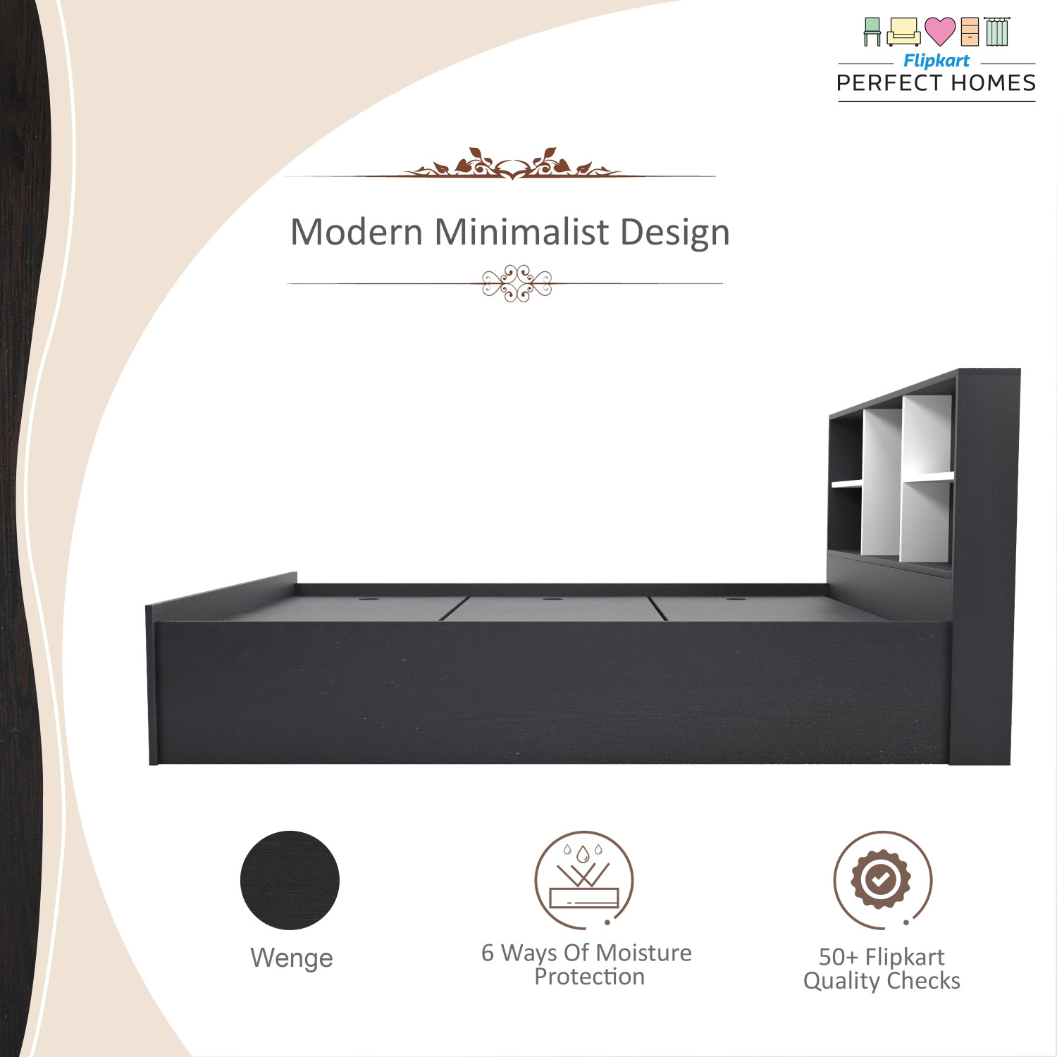 Image of Flipkart Perfect Homes Opus Engineered Wood Queen Box Bed, 213 cm x 162.3 cm (6.99 ft x 5.32 ft)