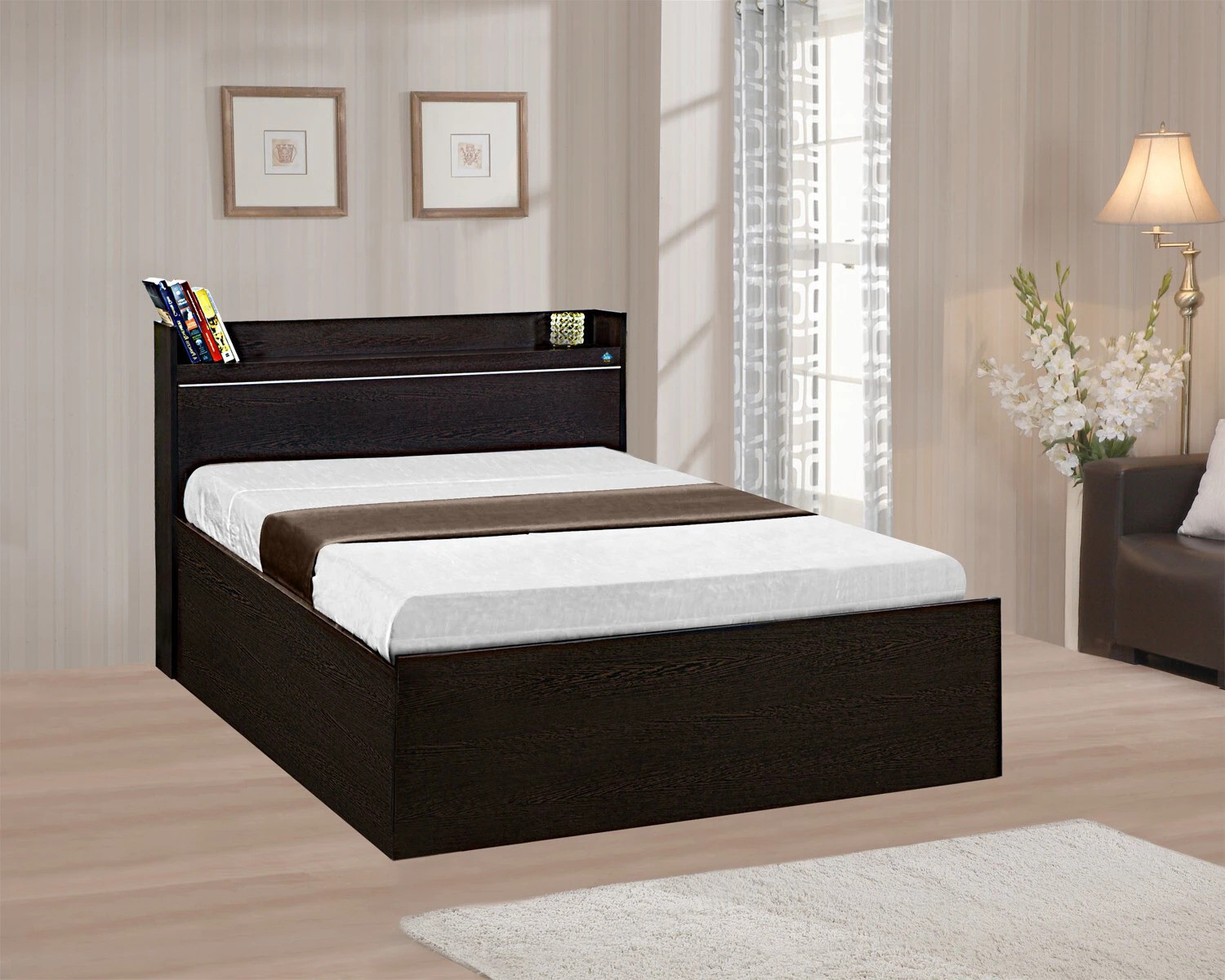 Image of Delite Kom Plum Single Bed | with Box & Headboard Storage | Assembly Included | Engineered Wood Single Box Bed, 213 cm x 96 cm (6.99 ft x 3.15 ft)