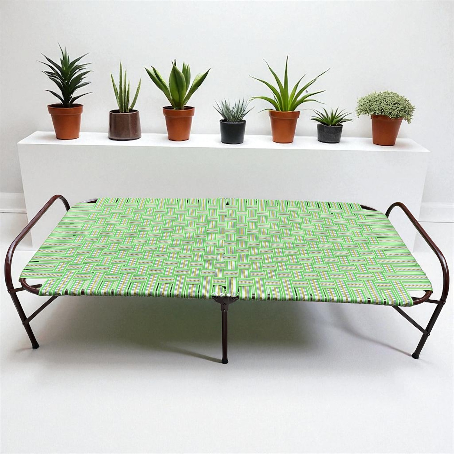 Image of ZENVYX Premium Folding Cot Portable Single Folding Bed Charpai Khatiya Metal Single Bed, 85 cm x 86 cm (2.79 ft x 2.82 ft)