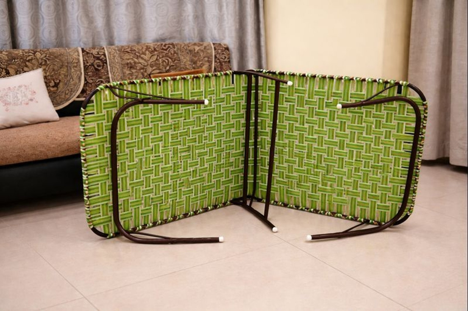 Image of StarCollection Folding Single Bed with Metal Frame | Heavy Duty Steel Cot|Size 2.5 x 5 Feet Metal Single Bed, 80 cm x 80 cm (2.62 ft x 2.62 ft)