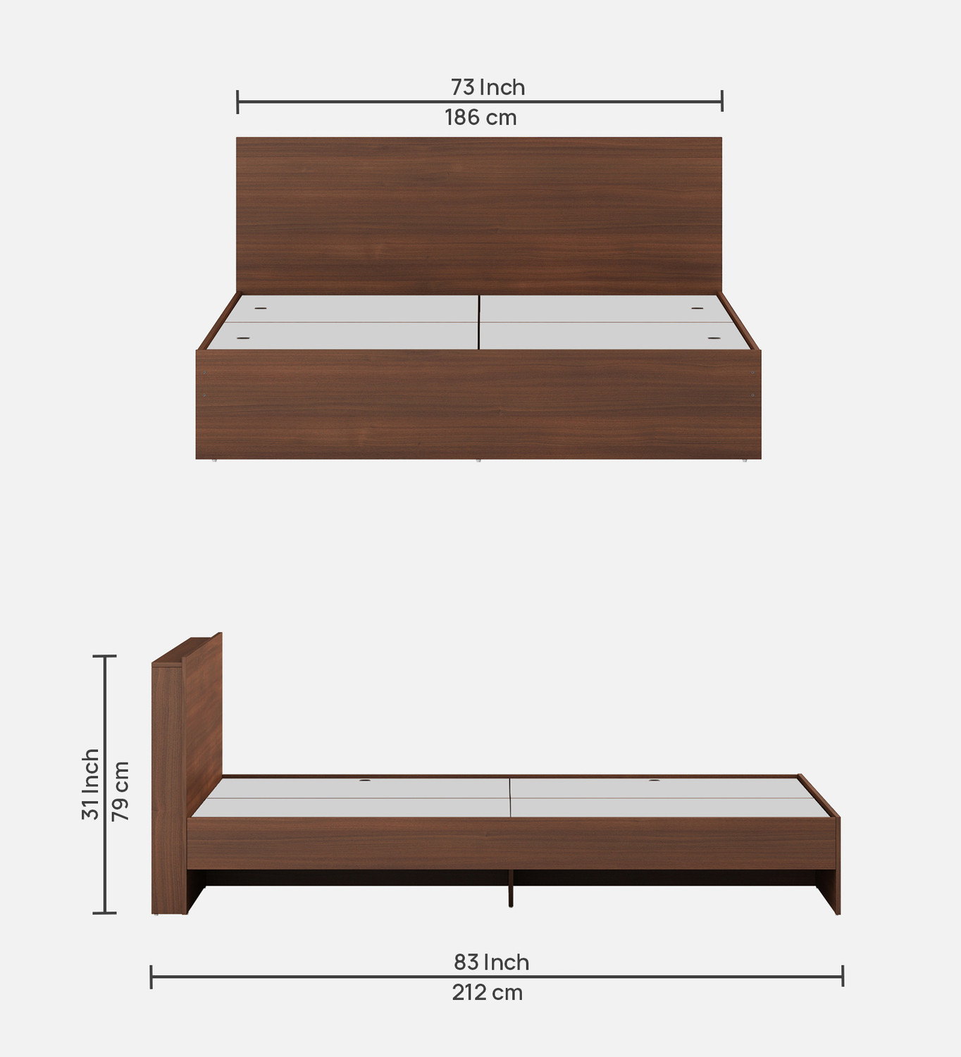 Image of Valuewud From Pepperfry Queen Size Bed Without Storage | Double Cot Bed for Bedroom Engineered Wood Queen Bed, 157.48 cm x 213.36 cm (5.17 ft x 7.0 ft)