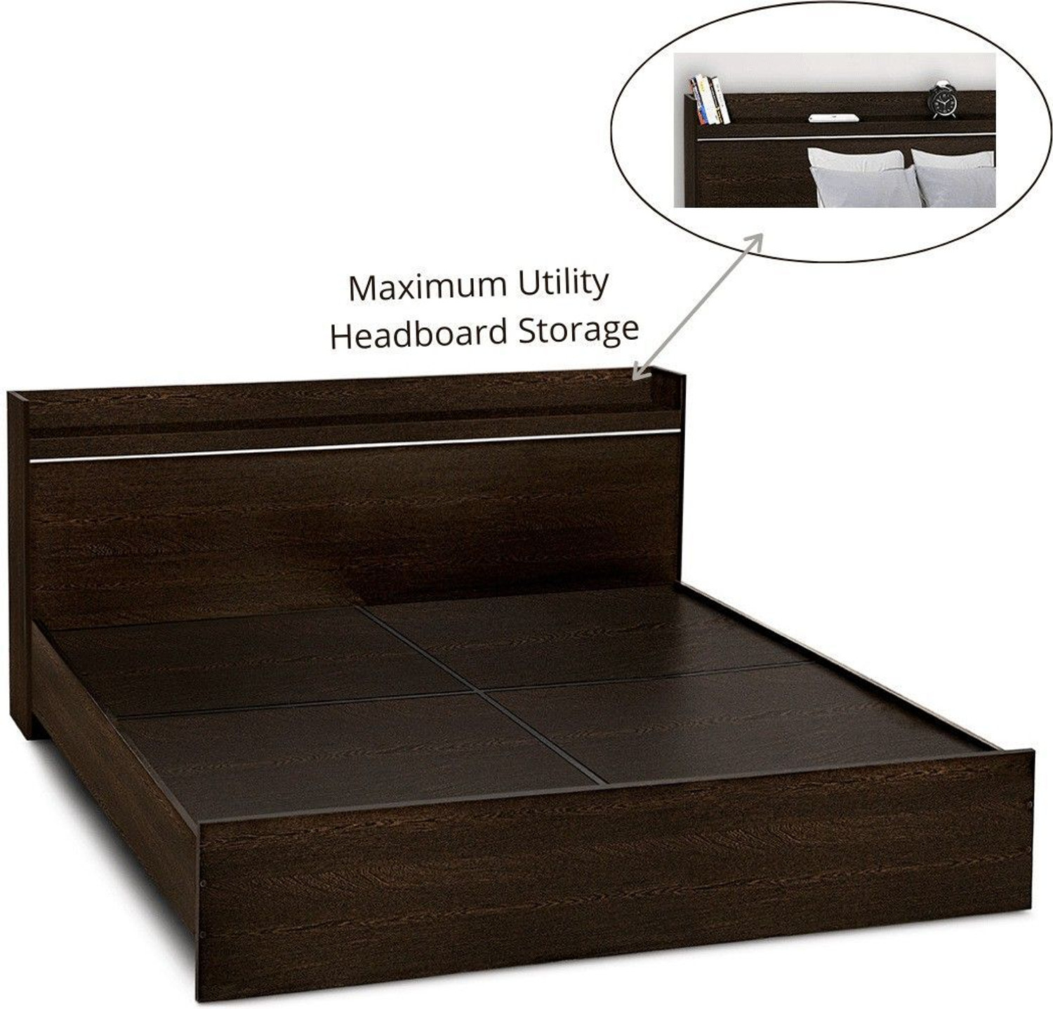 Image of Delite Kom Plum Engineered Wood King Bed, 220.8 cm x 190.2 cm (7.24 ft x 6.24 ft)