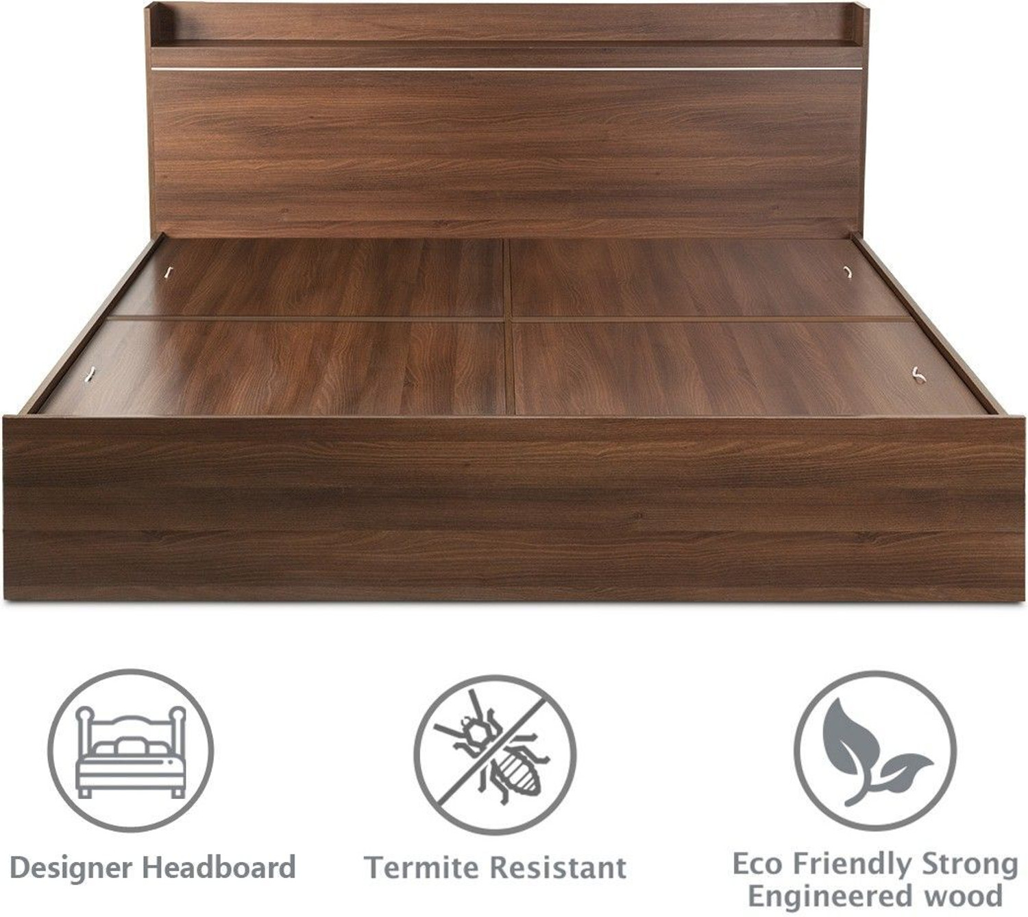 Image of Delite Kom Cherry Engineered Wood King Box Bed, 220.8 cm x 190.2 cm (7.24 ft x 6.24 ft)
