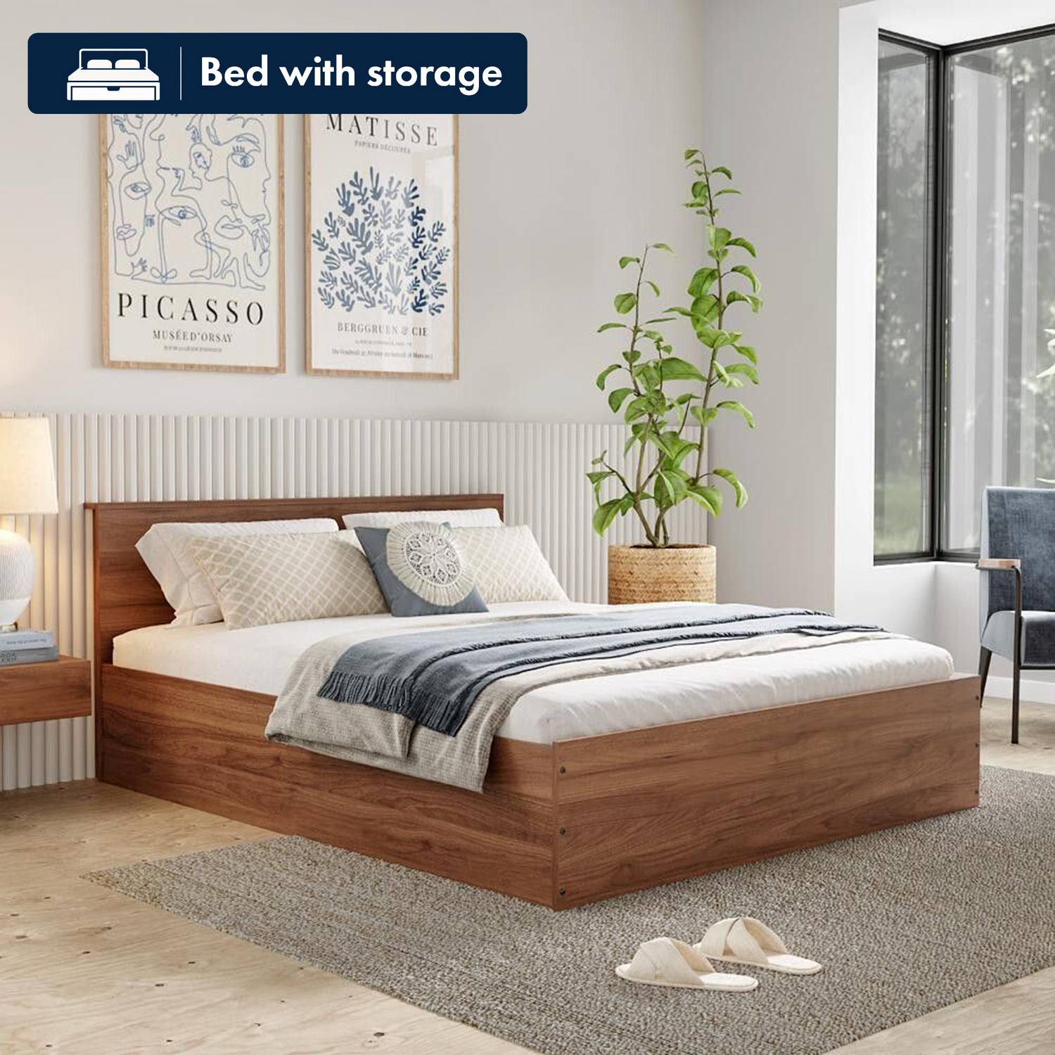 Wakefit Taurus Engineered Wood Queen Box Bed, 200 cm x 150 cm (6.56 ft x 4.92 ft)