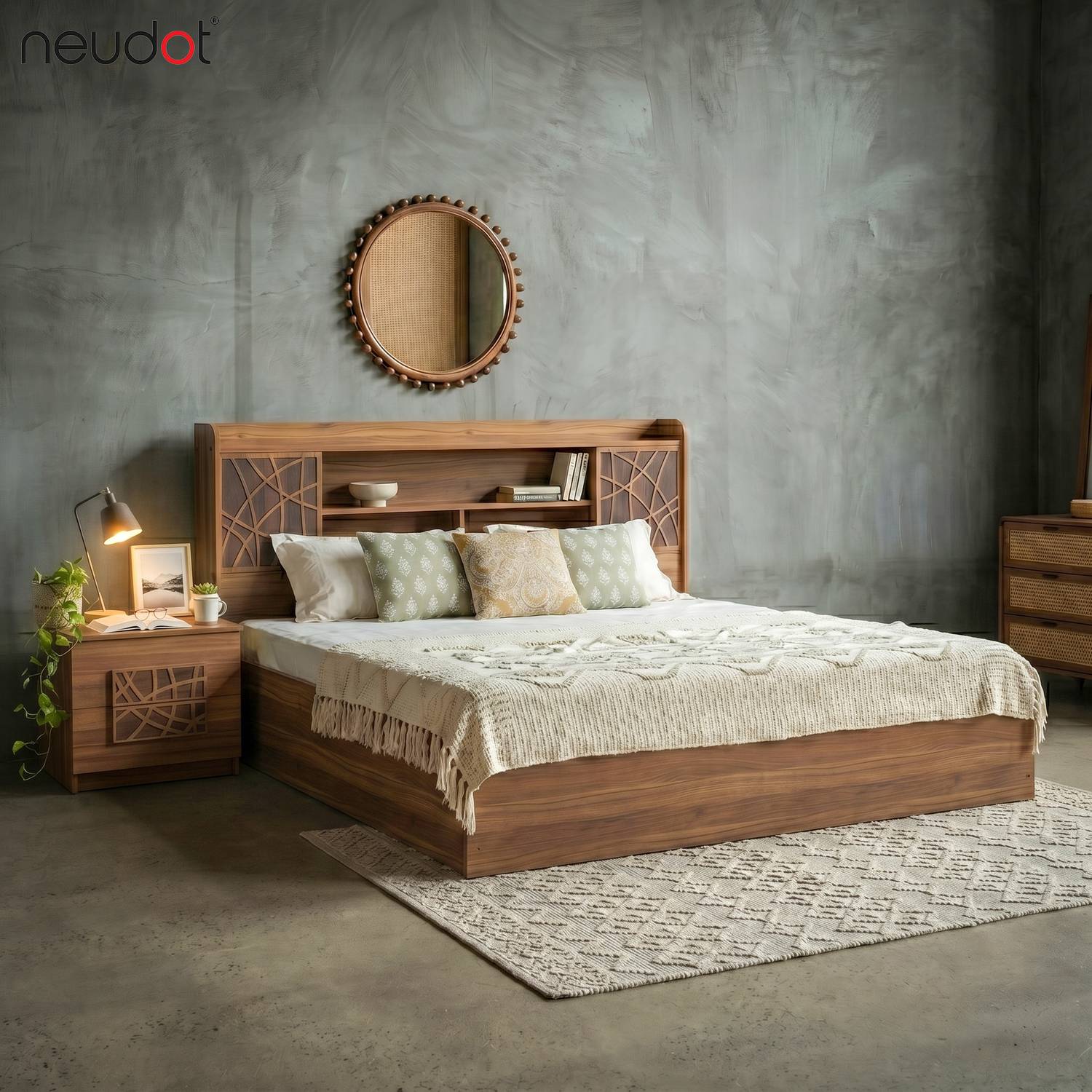 NEUDOT PARIS KING Engineered Wood King Box Bed, 220.9 cm x 190.5