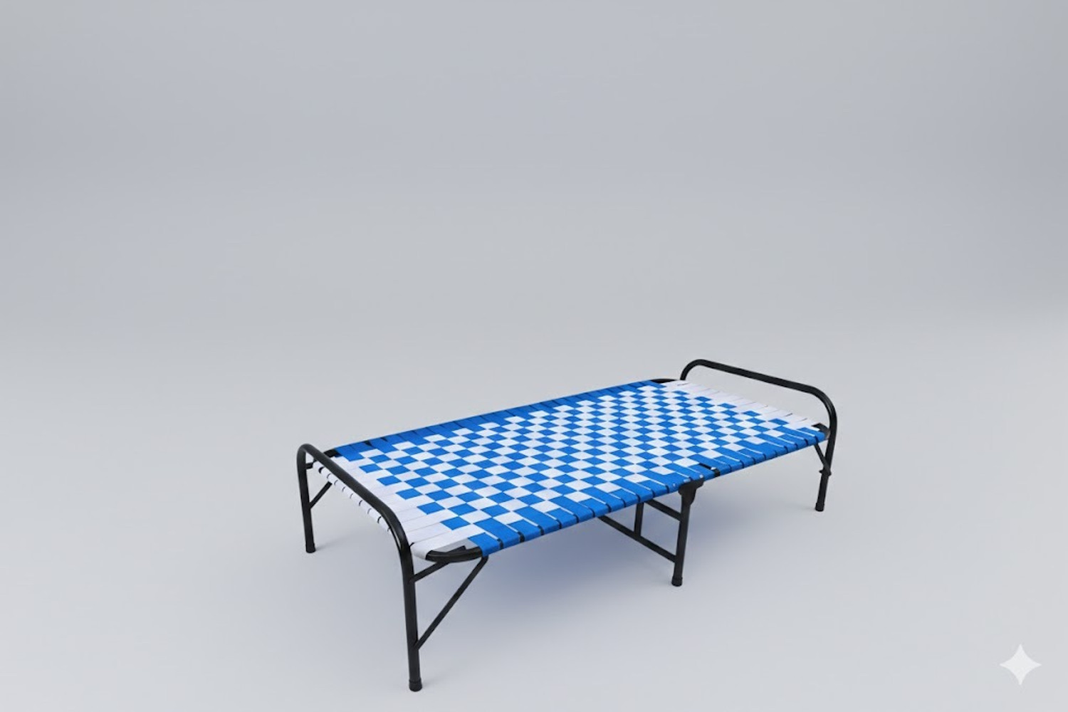 Image of Malik Enterprises BLUE ARTICLE 3X6 Metal Single Bed, 182 cm x 76 cm (5.97 ft x 2.49 ft)