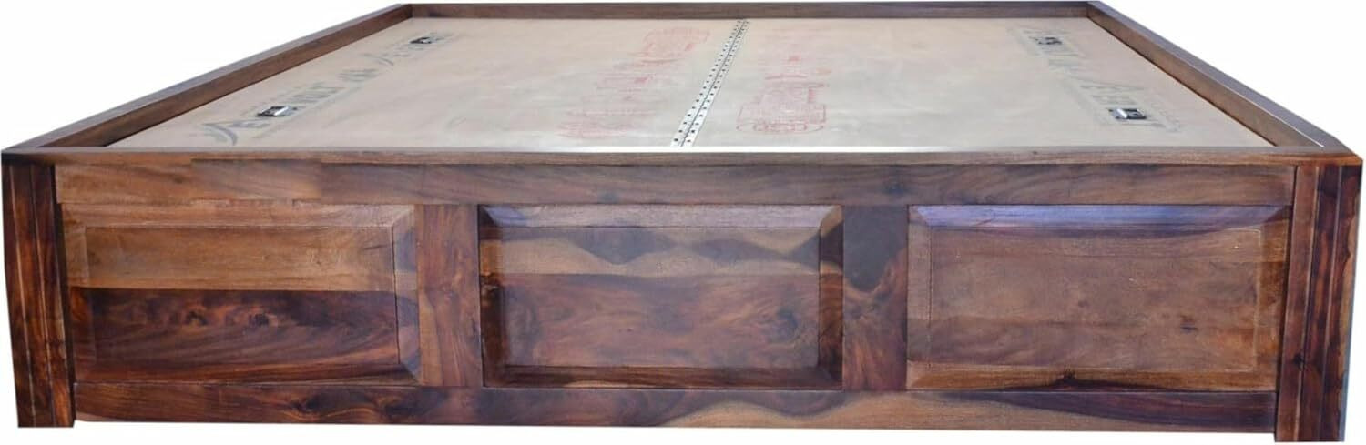 Image of Meera Handicraft Meera Handicraft bed solid sheesham wood in King size Solid Wood King Box Bed, 205.74 cm x 187.96 cm (6.75 ft x 6.17 ft)