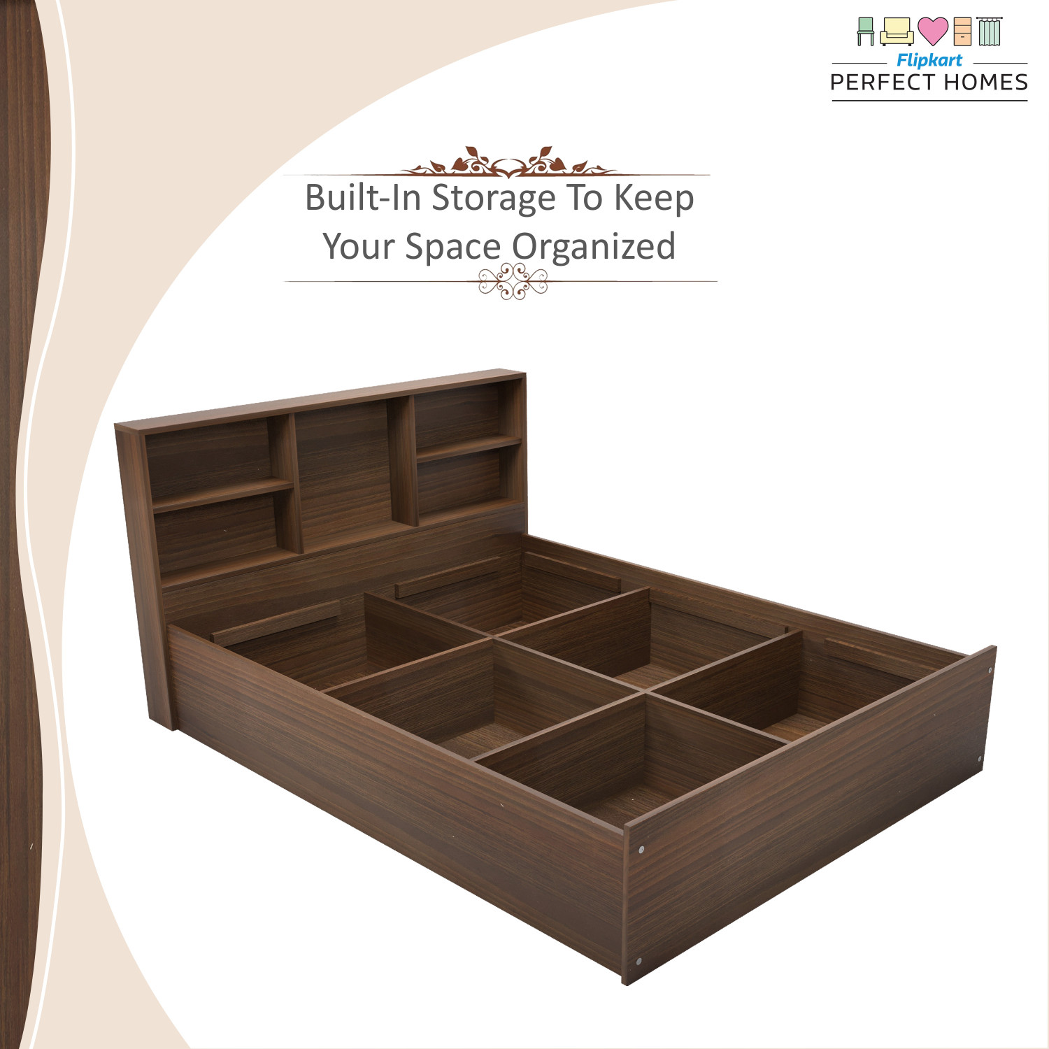 Image of Flipkart Perfect Homes Opus Engineered Wood Queen Box Bed, 213 cm x 162.3 cm (6.99 ft x 5.32 ft)