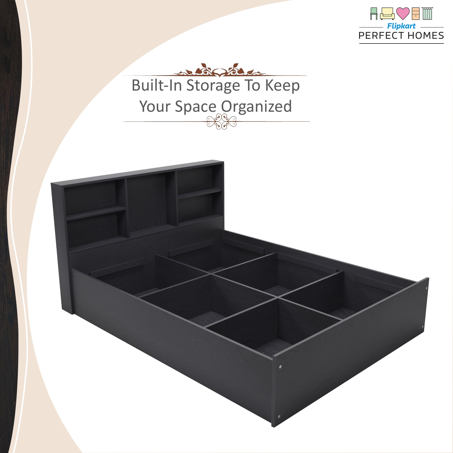 Image of Flipkart Perfect Homes Opus Engineered Wood King Box Bed, 212.8 cm x 192.7 cm (6.98 ft x 6.32 ft)