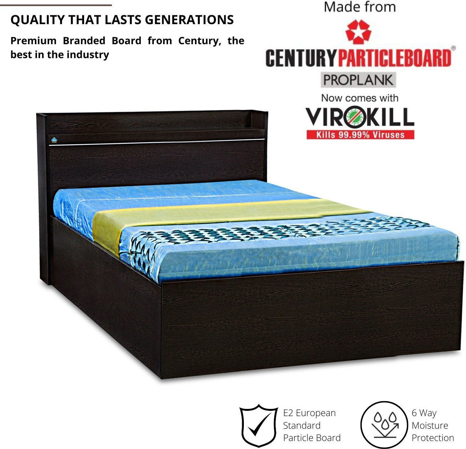 Image of Delite Kom Plum Single Bed | with Box & Headboard Storage | Assembly Included | Engineered Wood Single Box Bed, 213 cm x 96 cm (6.99 ft x 3.15 ft)