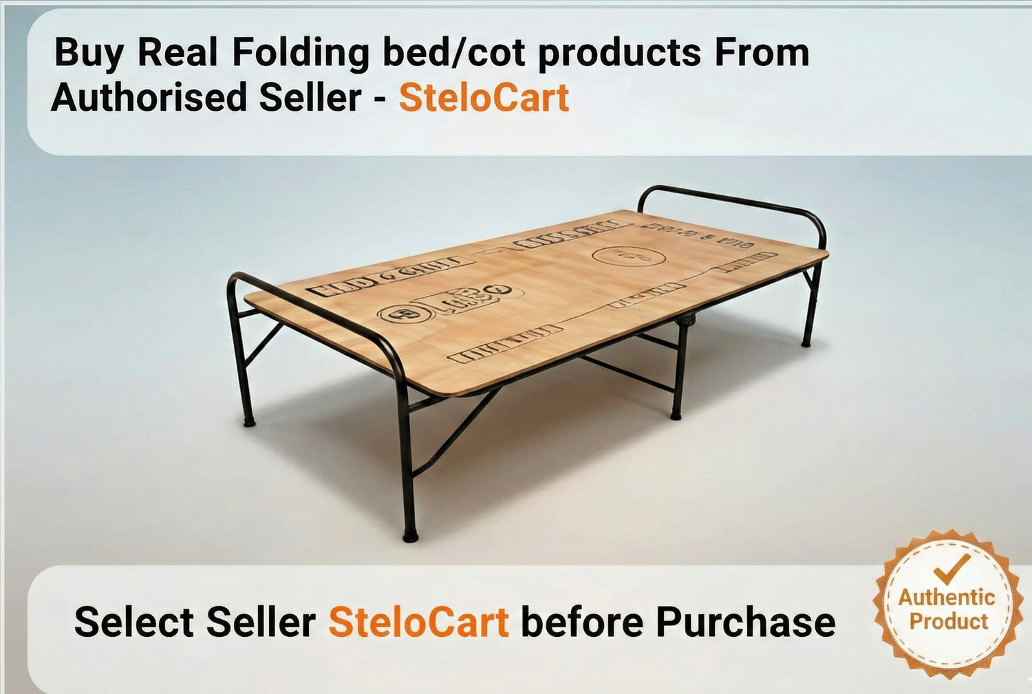 Image of RAMB Premium Folding Bed with Phone Stand | Portable Space Saving Cot for Home Solid Wood Single Bed, 183 cm x 92 cm (6.0 ft x 3.02 ft)
