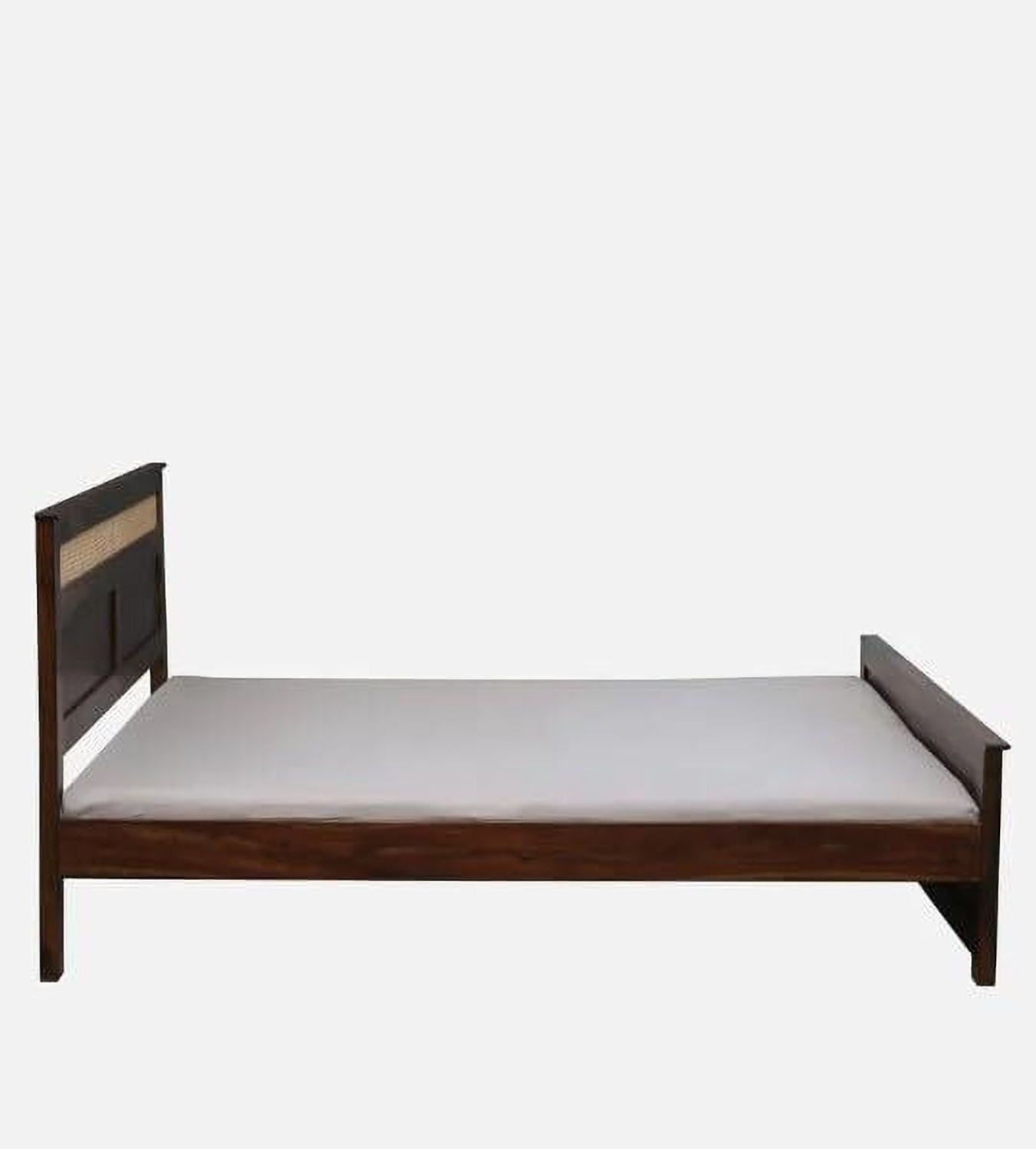 Image of NOBLE ART Solid Sheesham Wood Rattan Design King Size Bed Solid Wood King Bed, 207 cm x 191 cm (6.79 ft x 6.27 ft) (Finish Color - Provisional Teak, Delivery Condition - DIY(Do-It-Yourself))