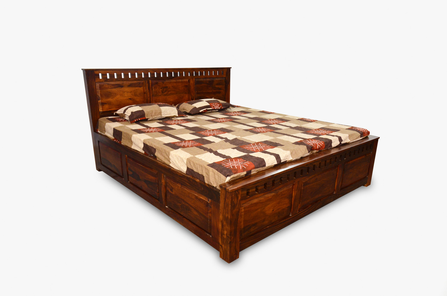 Image of Divine Arts Sheesham Wood King Size Double Bed with Storage Box for Living Room, Bed Room Solid Wood King Box Bed, 218 cm x 192 cm (7.15 ft x 6.3 ft)