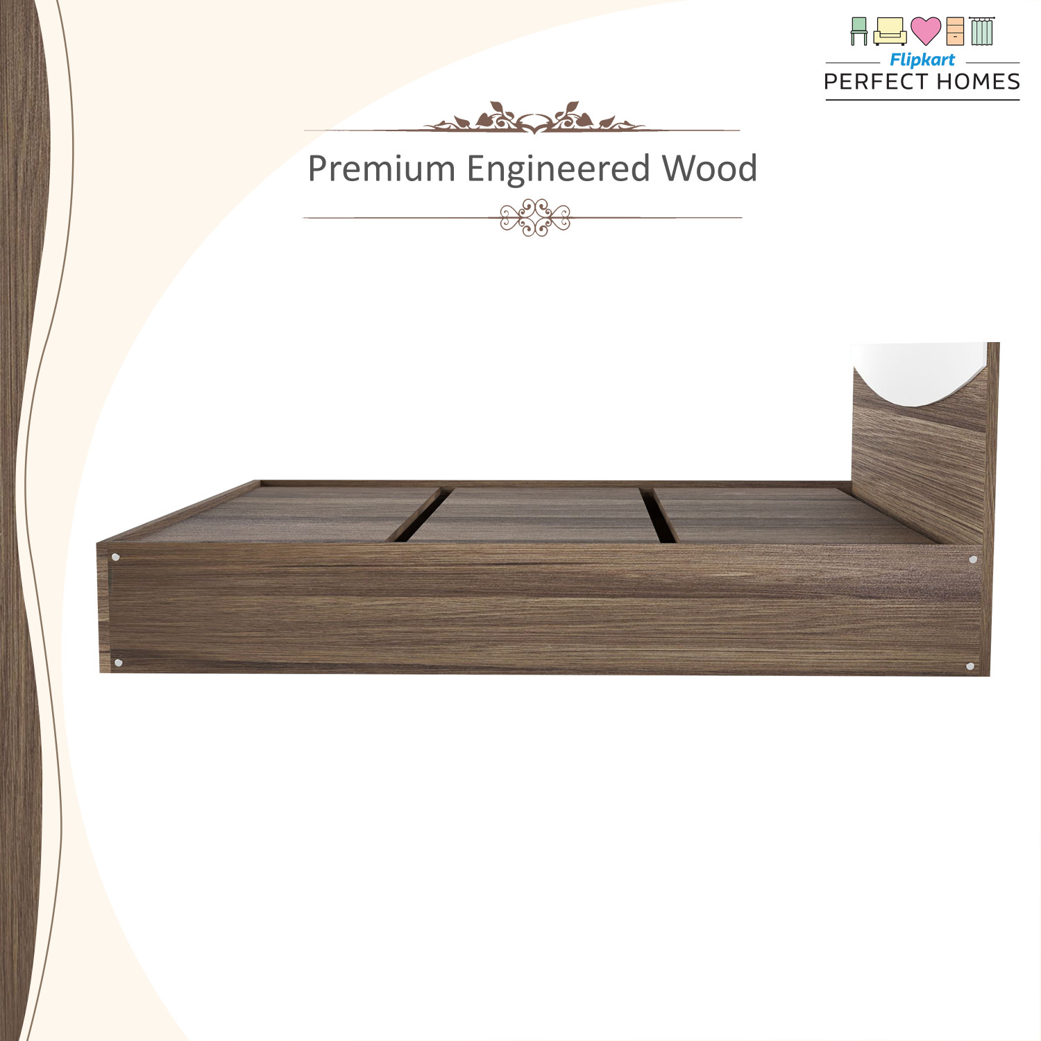 Image of Flipkart Perfect Homes Carol Engineered Wood Queen Bed, 203.5 cm x 159.5 cm (6.68 ft x 5.23 ft)
