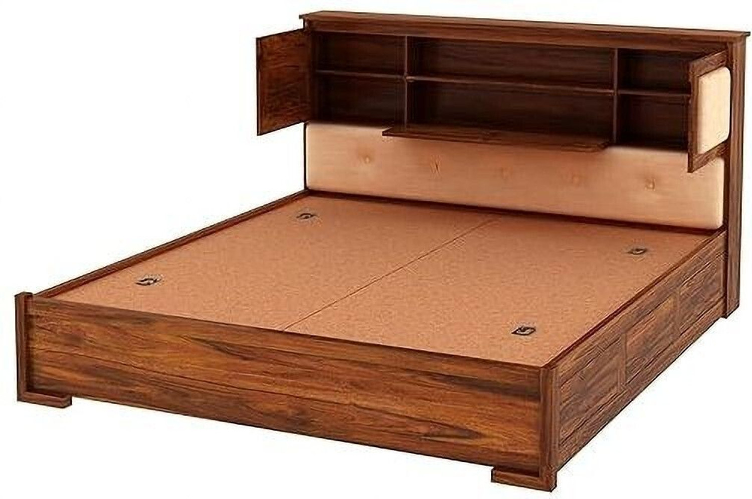 Image of Ganpati Arts Sheesham Wood Maharaja Bed for Bedroom /Hotel /Wooden Cot /Bed With Box Storage Solid Wood King Box Bed, 218 cm x 187 cm (7.15 ft x 6.14 ft)
