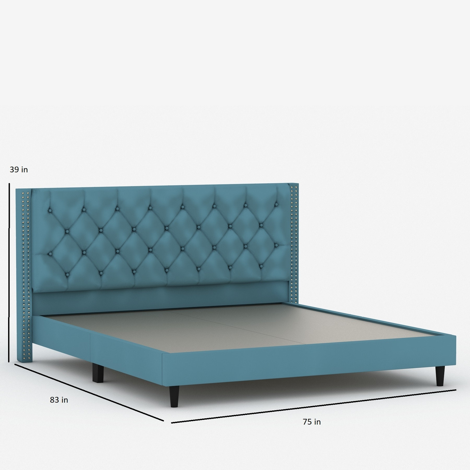 Image of FEBERICA Engineered Wood Fabric King Size Bed with Upholstered Headboard for Bedroom | Engineered Wood King Bed, 190.5 cm x 210.82 cm (6.25 ft x 6.92 ft)