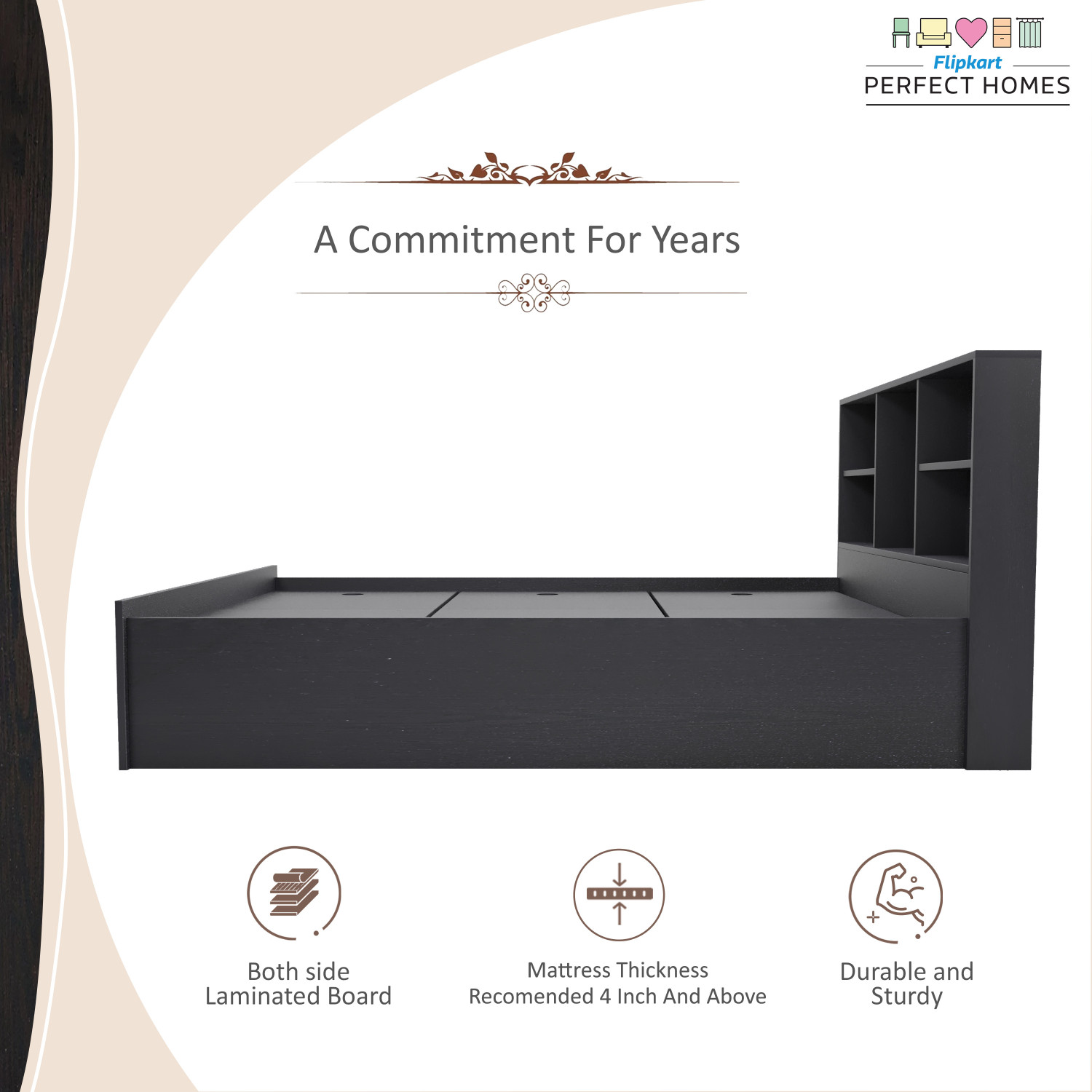 Image of Flipkart Perfect Homes Opus Engineered Wood King Box Bed, 212.8 cm x 192.7 cm (6.98 ft x 6.32 ft)