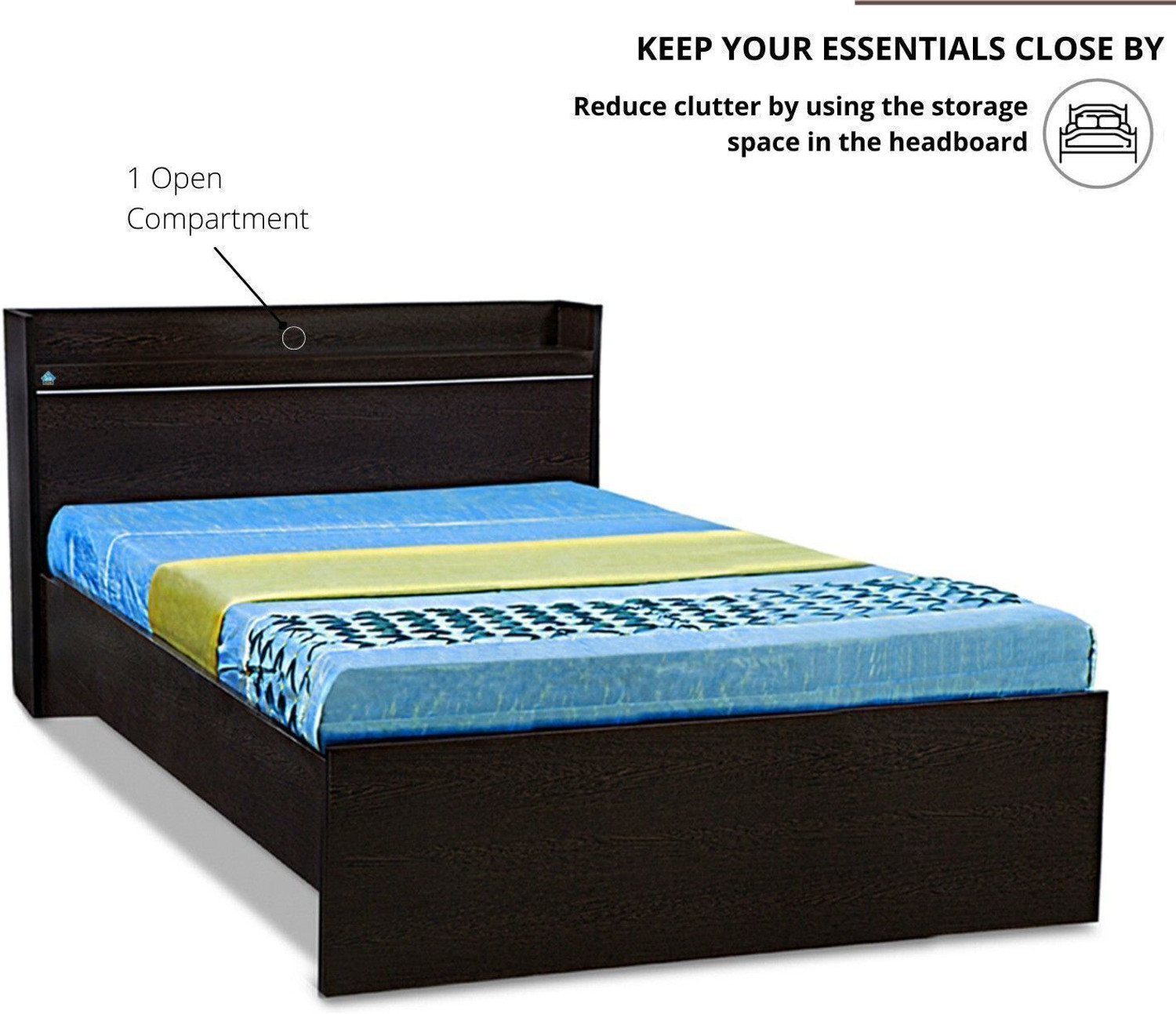 Image of Delite Kom Plum Single Bed | Open Headboard Shelf Storage | Assembley Included | Engineered Wood Single Bed, 213 cm x 96 cm (6.99 ft x 3.15 ft)