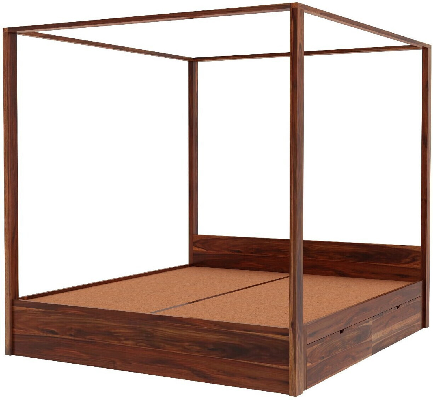 Image of WOODENJOY Sheesham Wood Queen Bed With Drawers Storage /Wooden Queen Bed With Storage Solid Wood Queen Drawer Bed, 210.82 cm x 160.02 cm (6.92 ft x 5.25 ft) (Finish Color - Natural- 4-D, Delivery Condition - DIY(Do-It-Yourself))