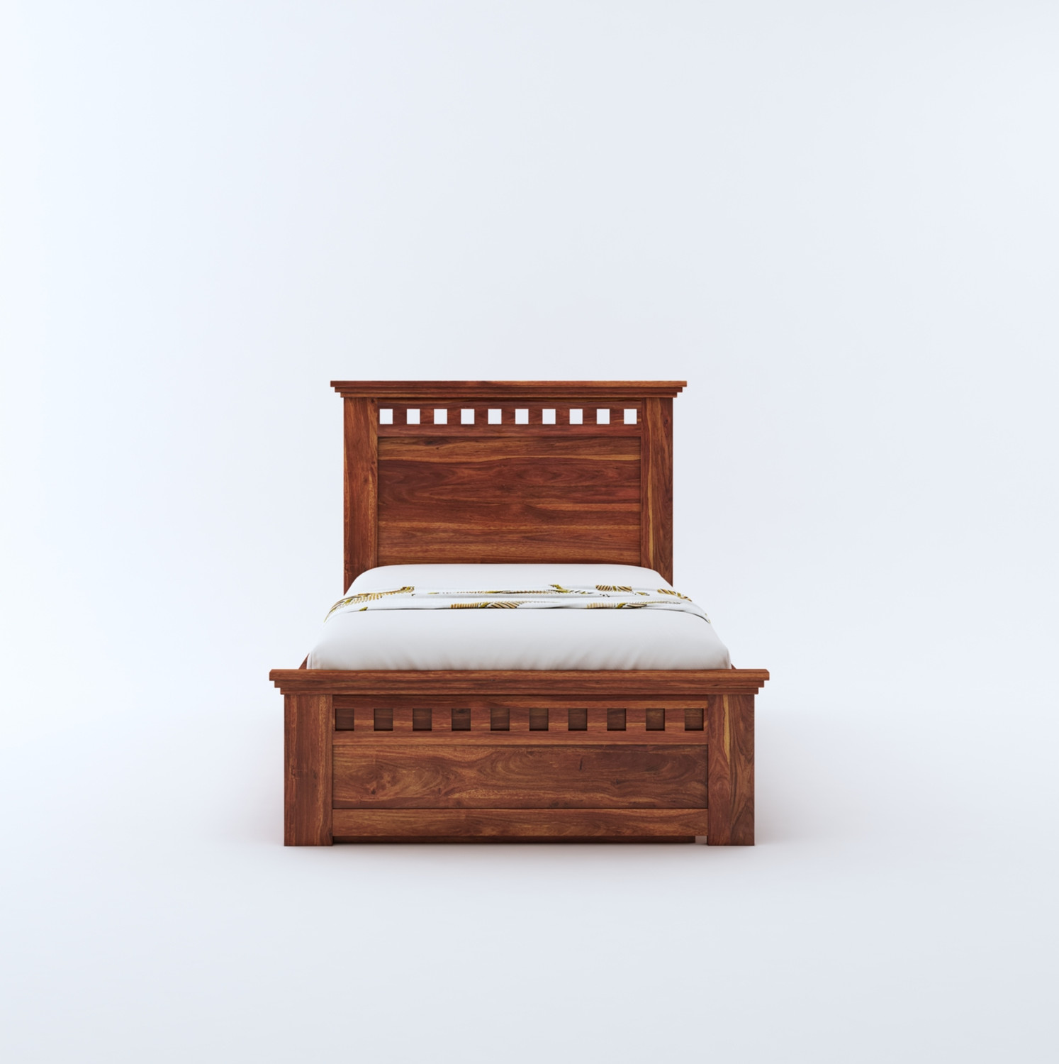 Image of Suncrown Furniture LeafLine Sheesham |Palang|Cot with Storage for Bedroom|Hotel|Living Room Solid Wood Single Drawer Bed, 198 cm x 106 cm (6.5 ft x 3.48 ft)