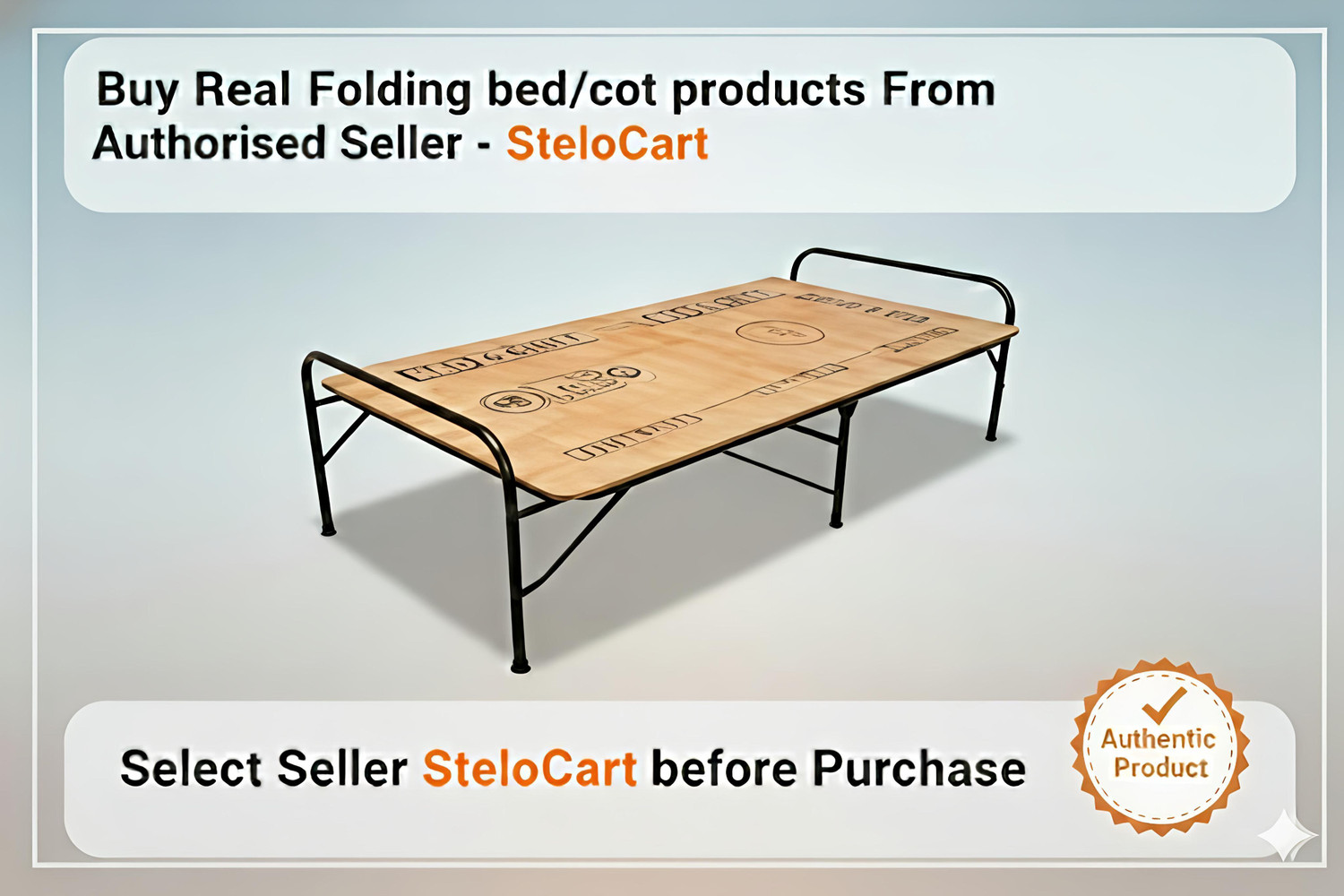 Image of RAMB Single Size Folding Bed Size Plywood Folding Bed for Household Metal Single Bed, 91.44 cm x 91.44 cm (3.0 ft x 3.0 ft)