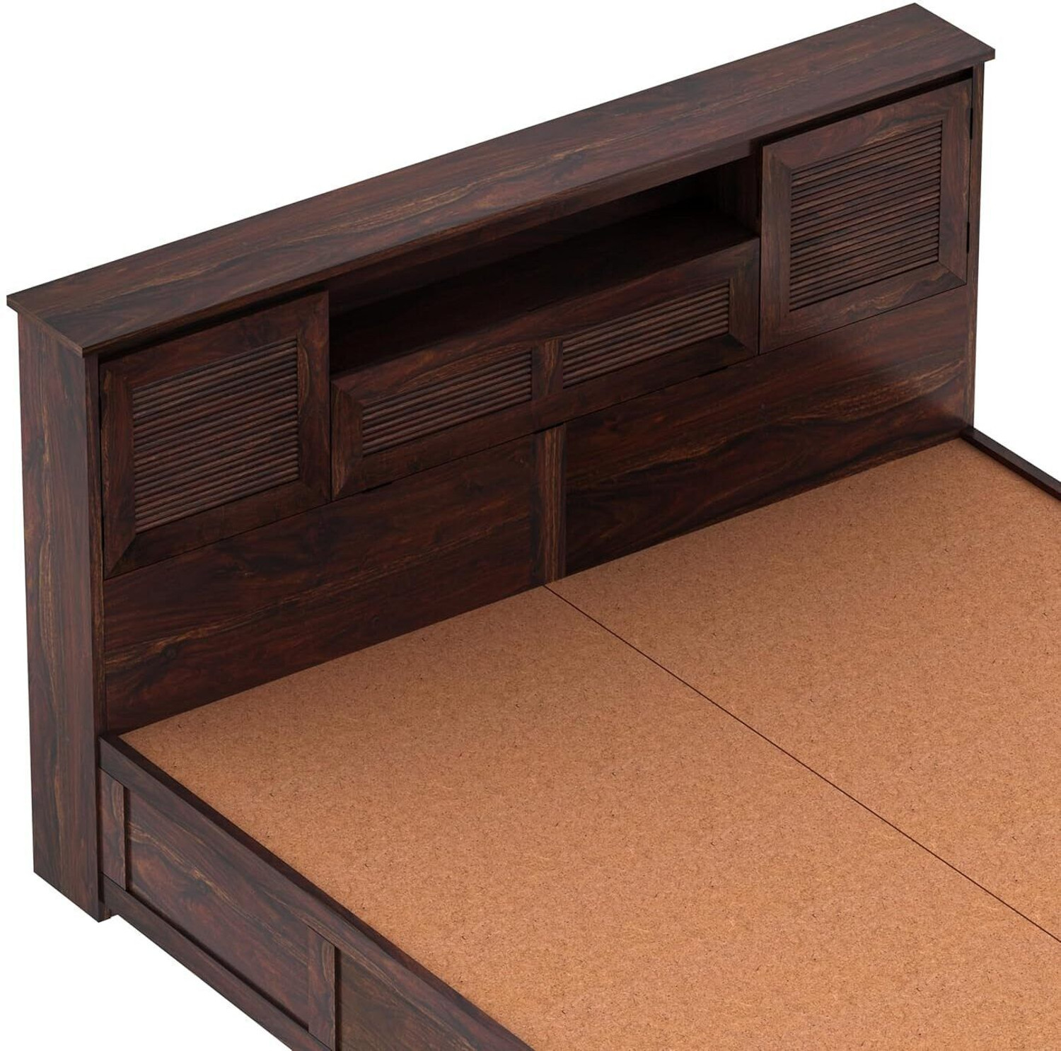 Image of Ganpati Arts Maharaja Groove Sheesham Wood Bed /Cot With Box Storage | Solid Wood Queen Box Bed, 218 cm x 157 cm (7.15 ft x 5.15 ft)
