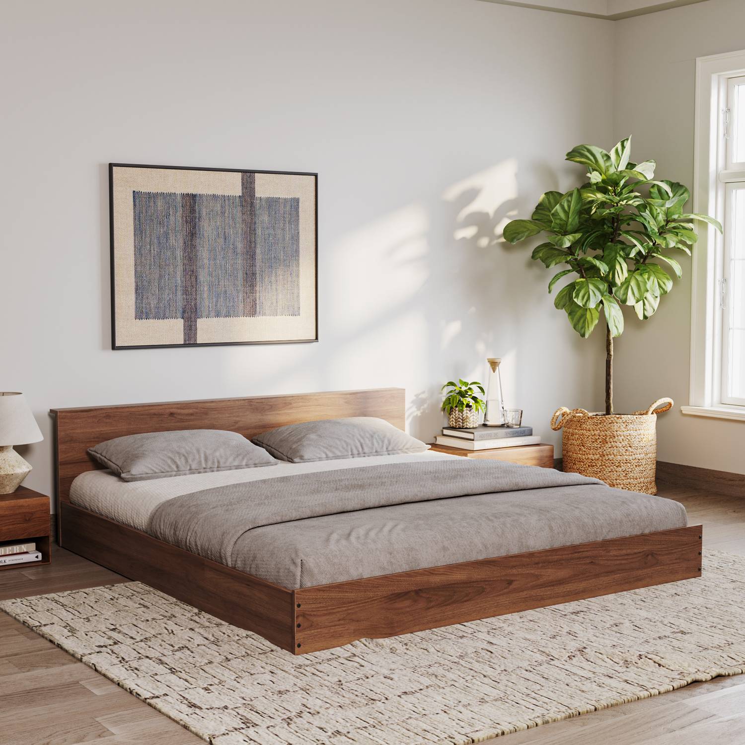 Wakefit Cosmo Platform Low Height Engineered Wood King Bed, 187.4