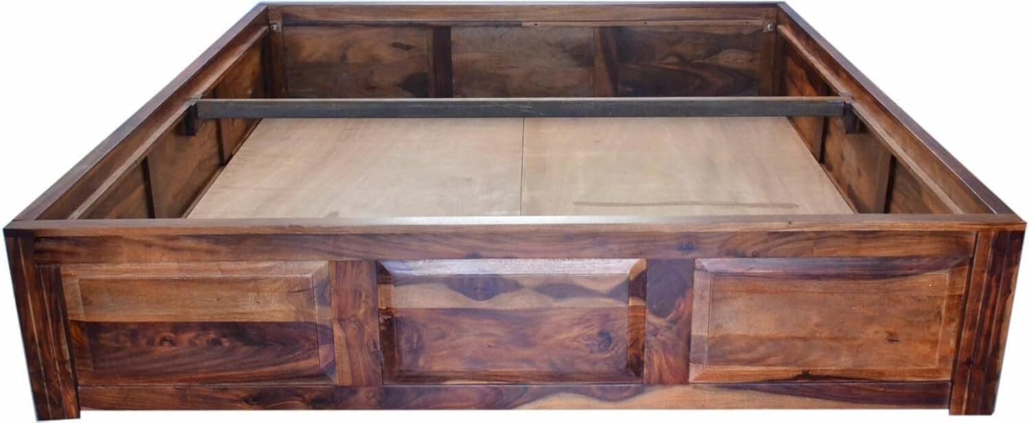 Image of Meera Handicraft Meera Handicraft bed solid sheesham wood in King size Solid Wood King Box Bed, 205.74 cm x 187.96 cm (6.75 ft x 6.17 ft)