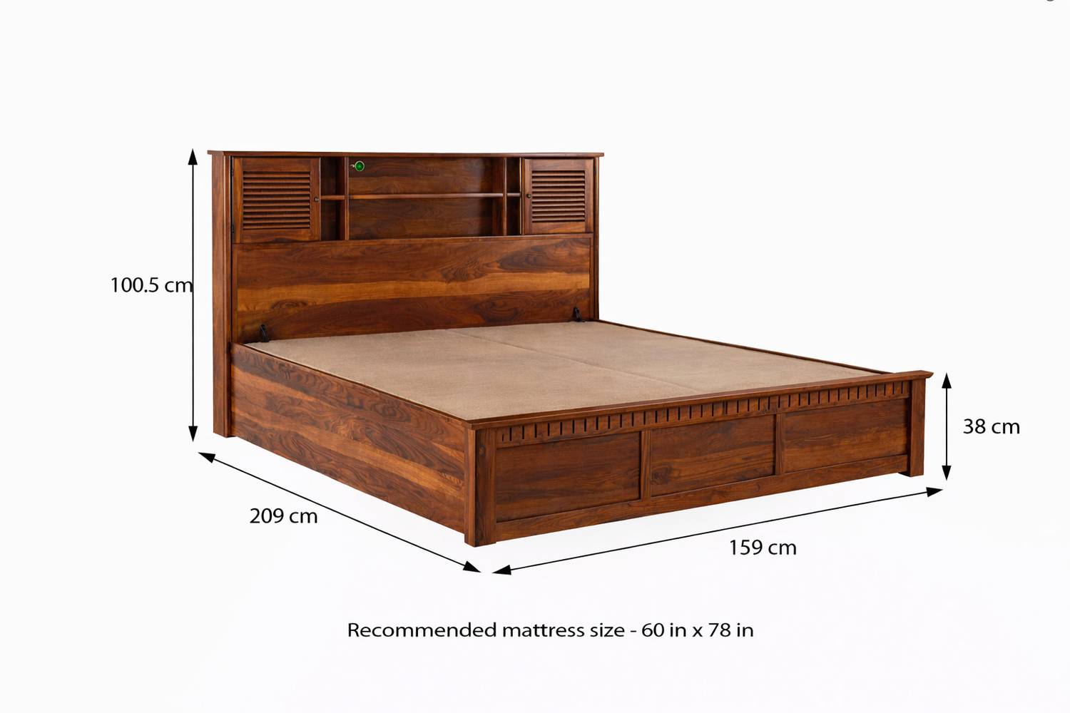 KraftShilp Vellora Sheesham Wood Queen Box Bed - Image 3