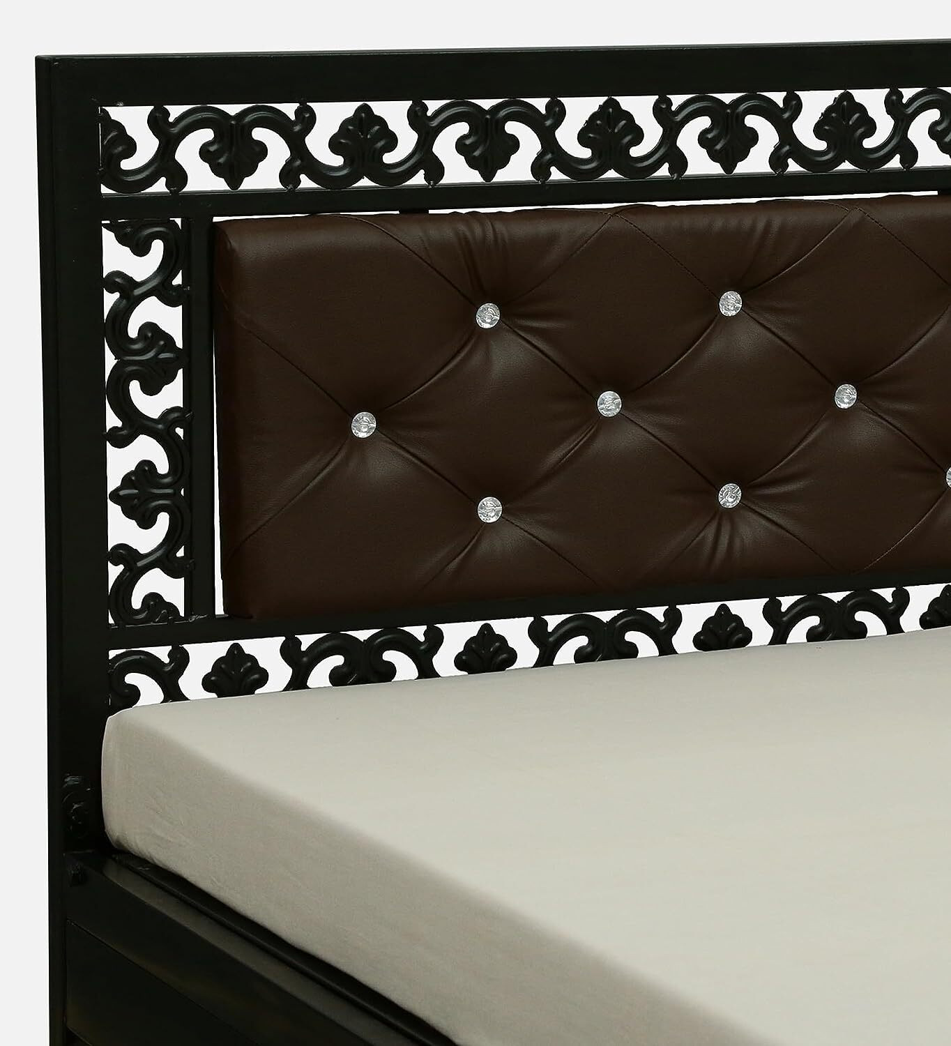 Image of Vibrant Interior Denzal Brown (6X4) Metal Double Hydraulic Bed, 190.5 cm x 121.92 cm (6.25 ft x 4.0 ft)