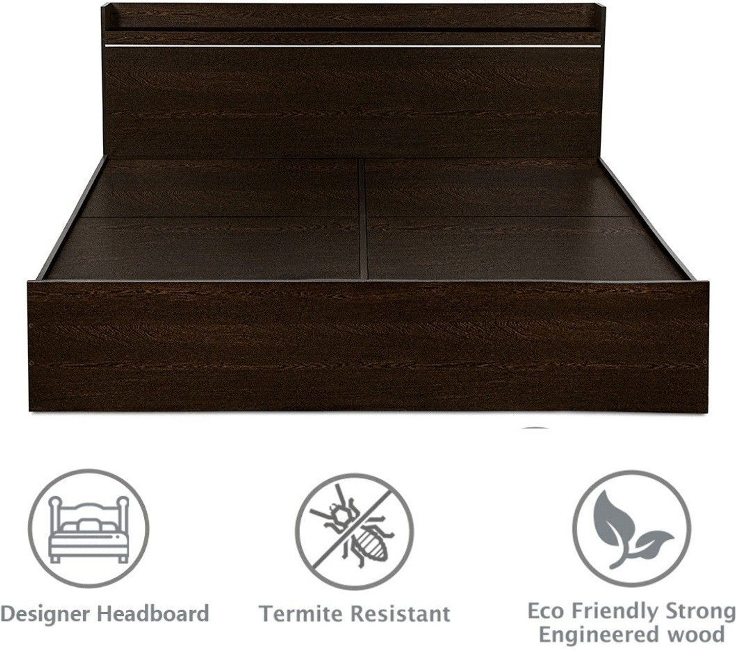 Image of Delite Kom Plum Engineered Wood King Bed, 220.8 cm x 190.2 cm (7.24 ft x 6.24 ft)