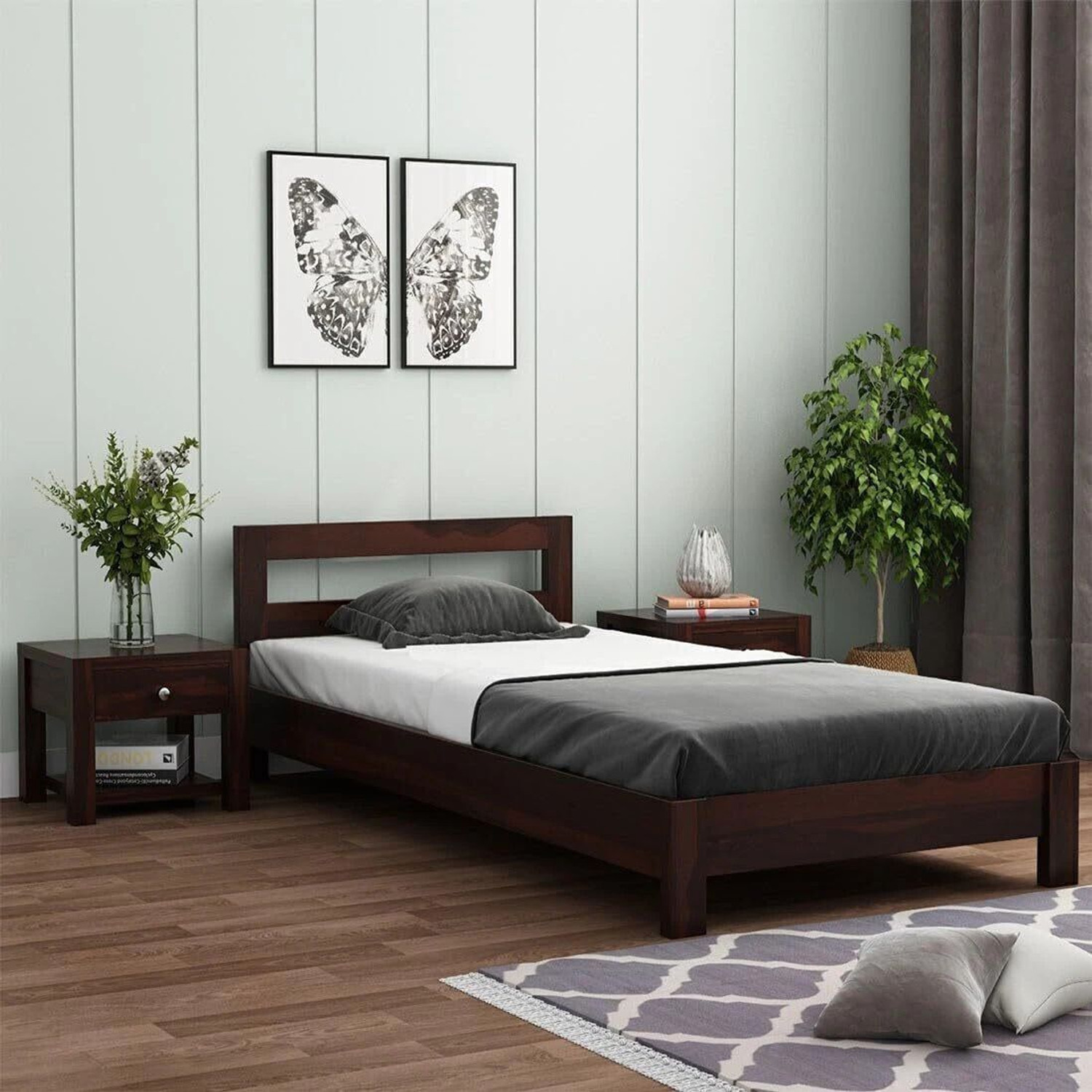 Image of Mamata Wood Decor Solid Sheesham Wood Premium Quality bed without storage With 2 Years Warranty Solid Wood Single Bed, 97 cm x 188 cm (3.18 ft x 6.17 ft)
