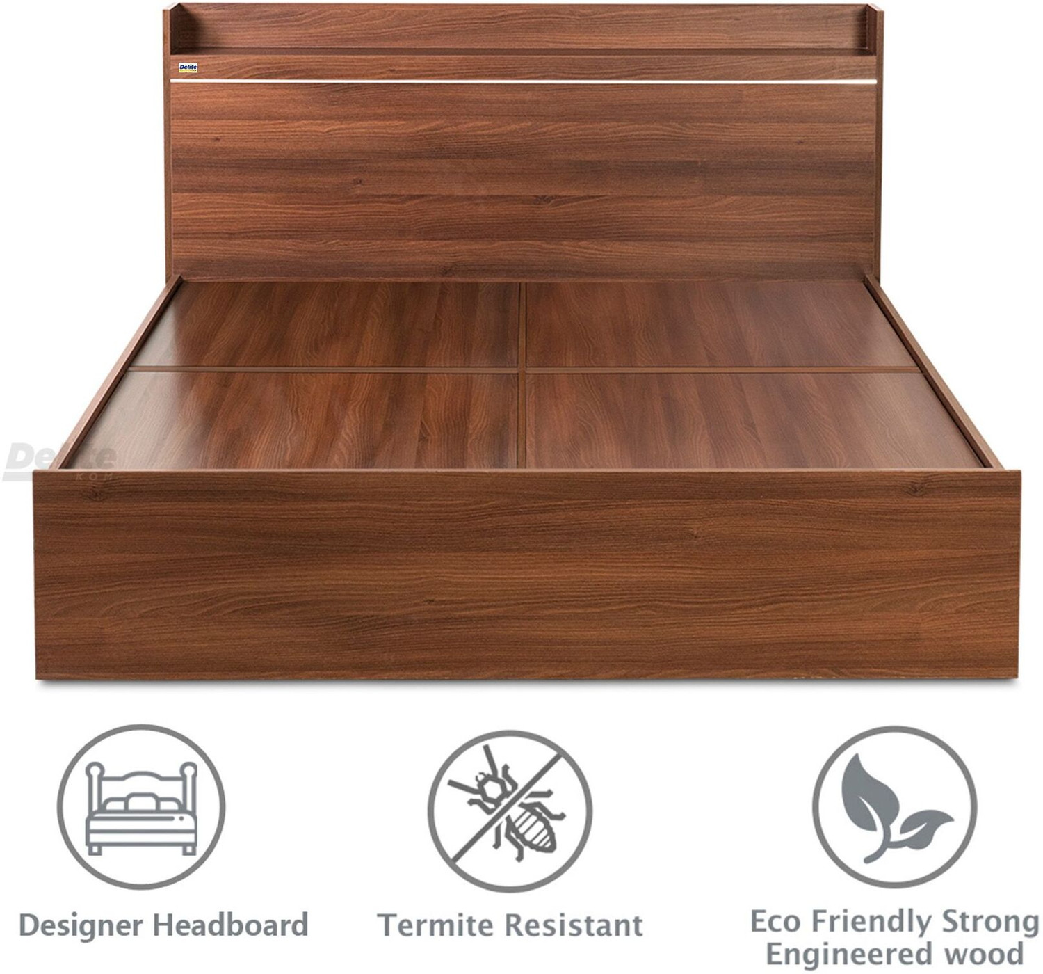 Image of Delite Kom Cherry Engineered Wood Queen Bed, 220 cm x 160 cm (7.22 ft x 5.25 ft)