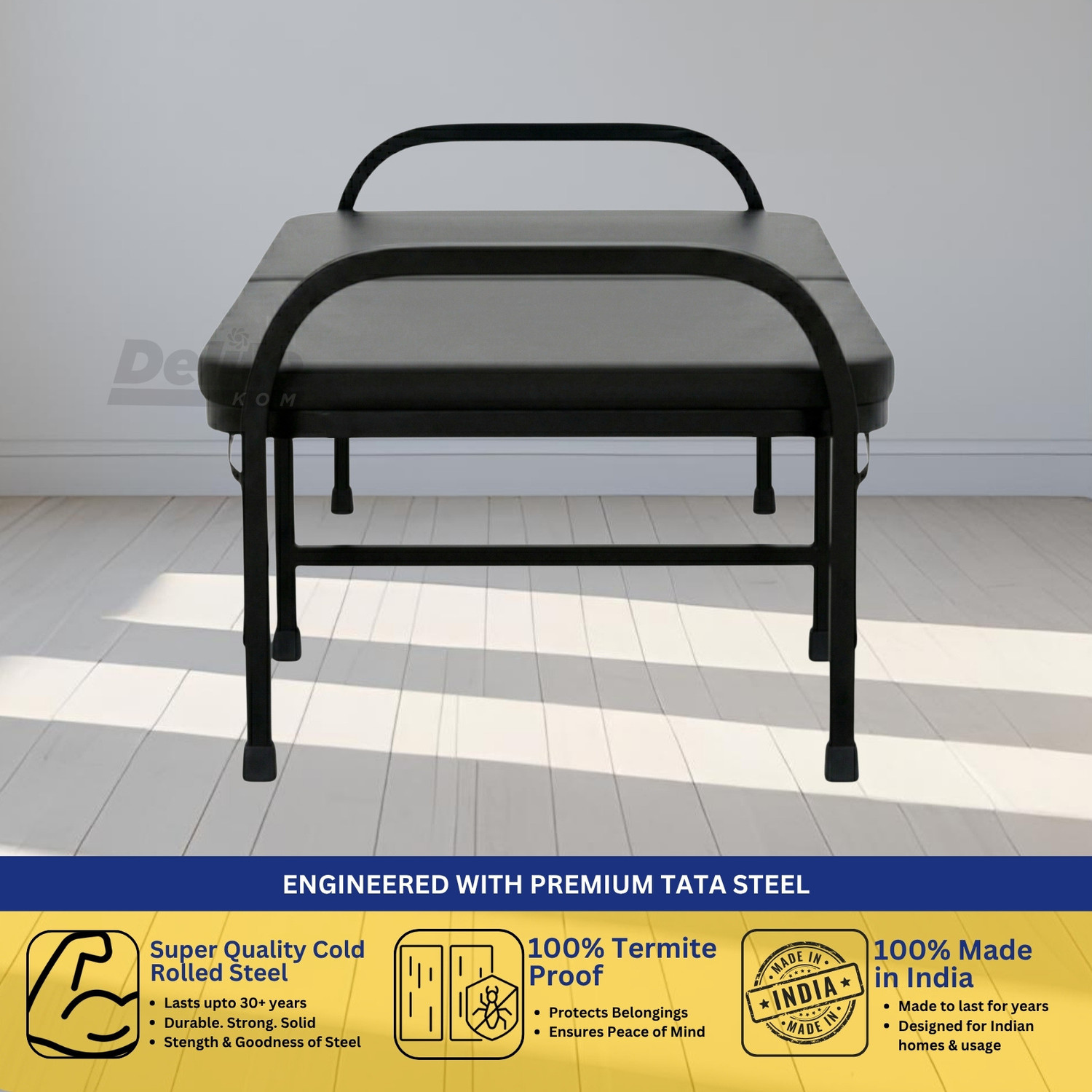 Image of Delite Kom Thor Foldable Metal Single Bed (6.7x3ft) No Install 1 Year Warranty Metal Single Bed, 204.5 cm x 92 cm (6.71 ft x 3.02 ft)