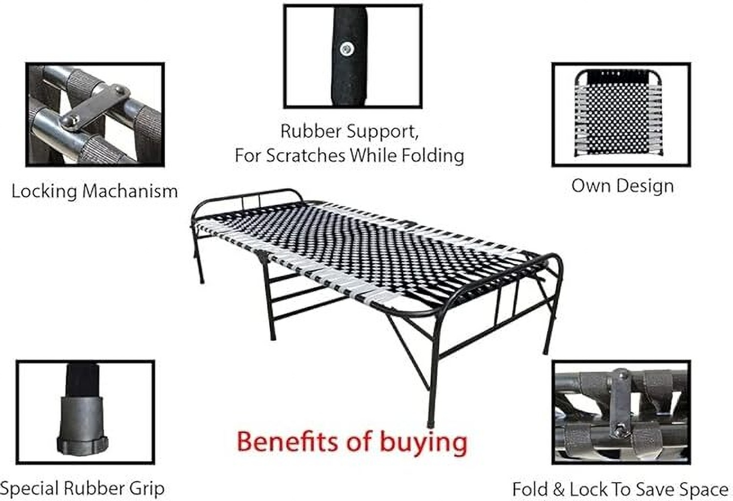 Image of MEEZO foldinge beds single Metal Single Bed, 88 cm x 182 cm (2.89 ft x 5.97 ft)