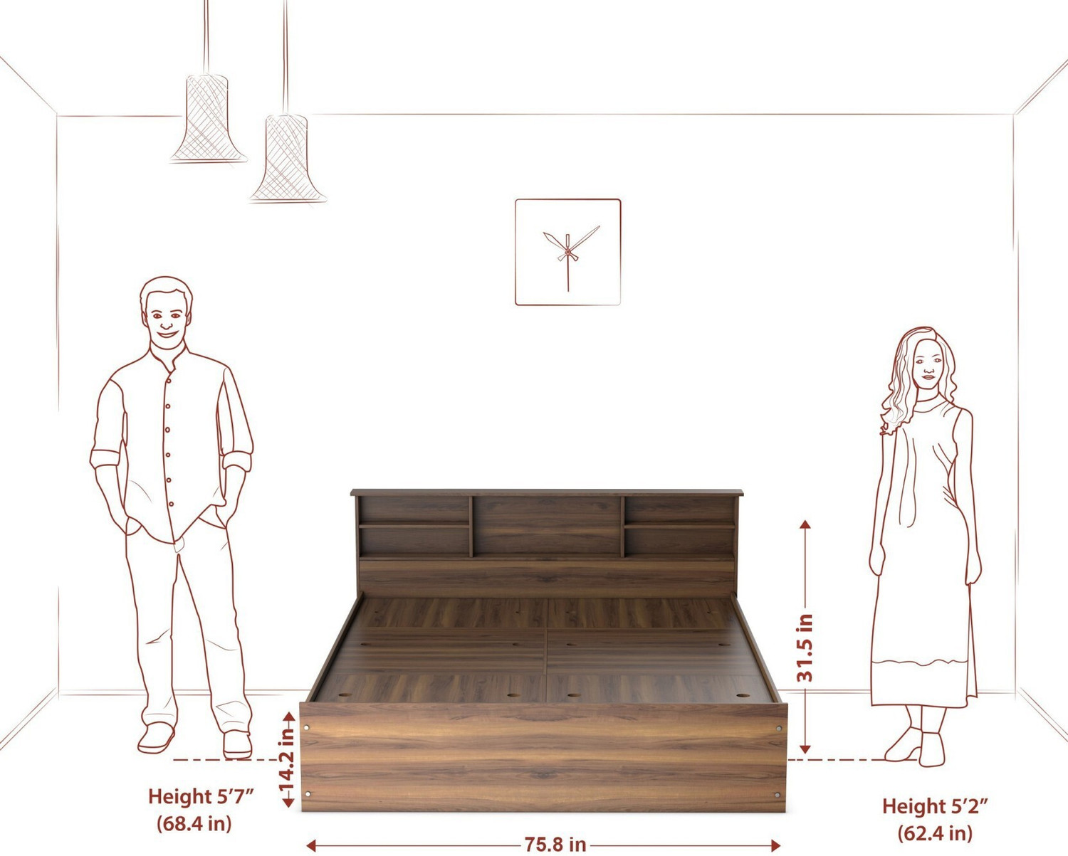 Image of Flipkart Perfect Homes Opus Engineered Wood King Box Bed, 213 cm x 192.7 cm (6.99 ft x 6.32 ft)