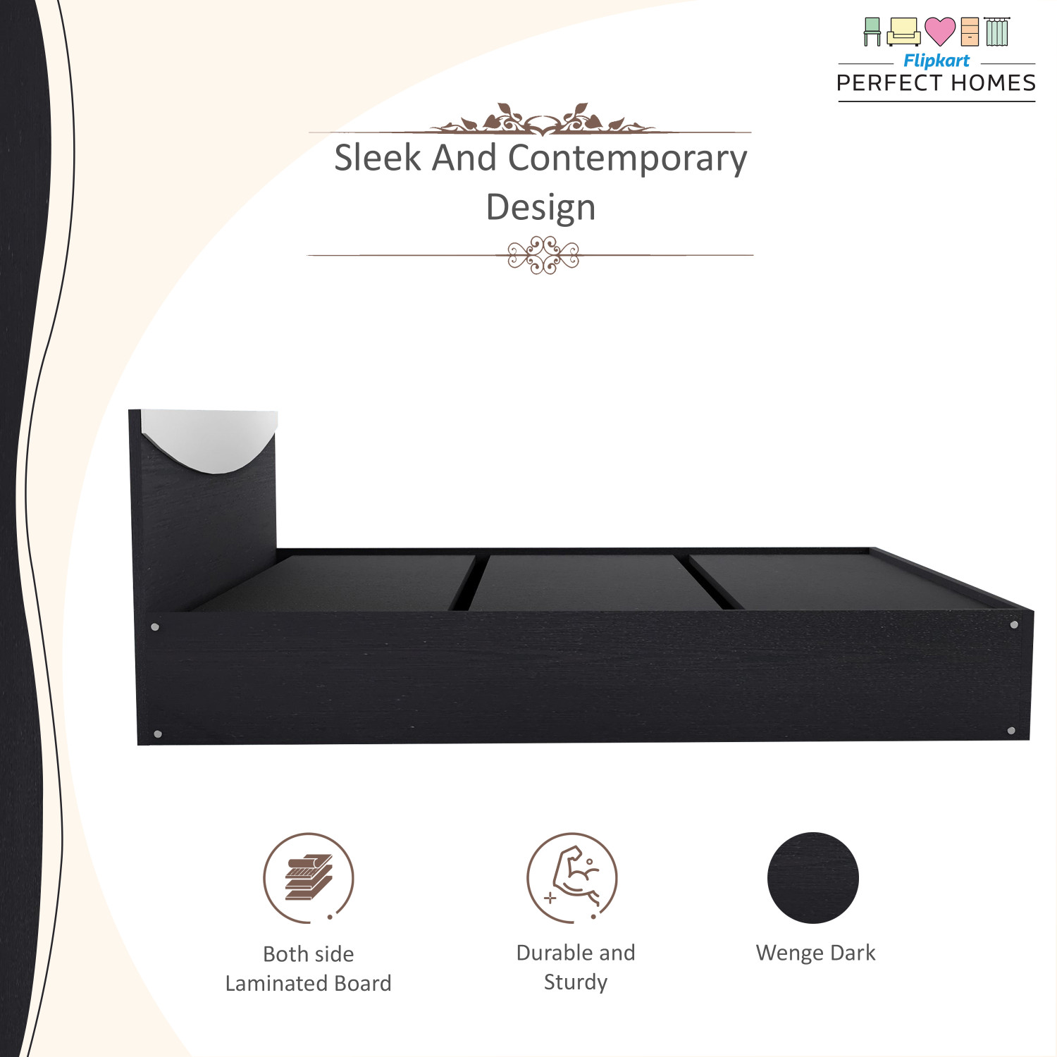 Image of Flipkart Perfect Homes Carol Engineered Wood Queen Bed, 203.5 cm x 159.5 cm (6.68 ft x 5.23 ft)