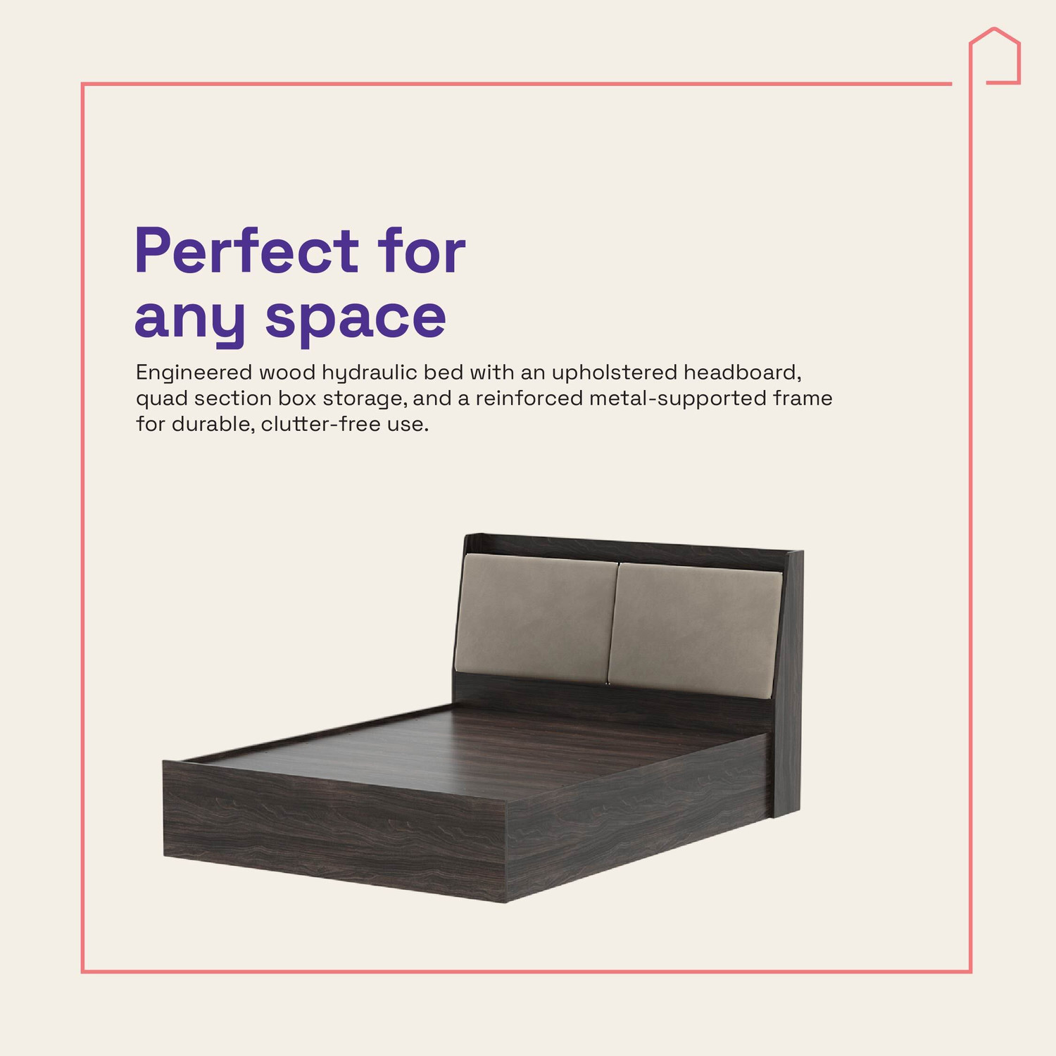 Image of Wakefit Mars Engineered Wood Queen Hydraulic Bed, 220 cm x 160.5 cm (7.22 ft x 5.27 ft)