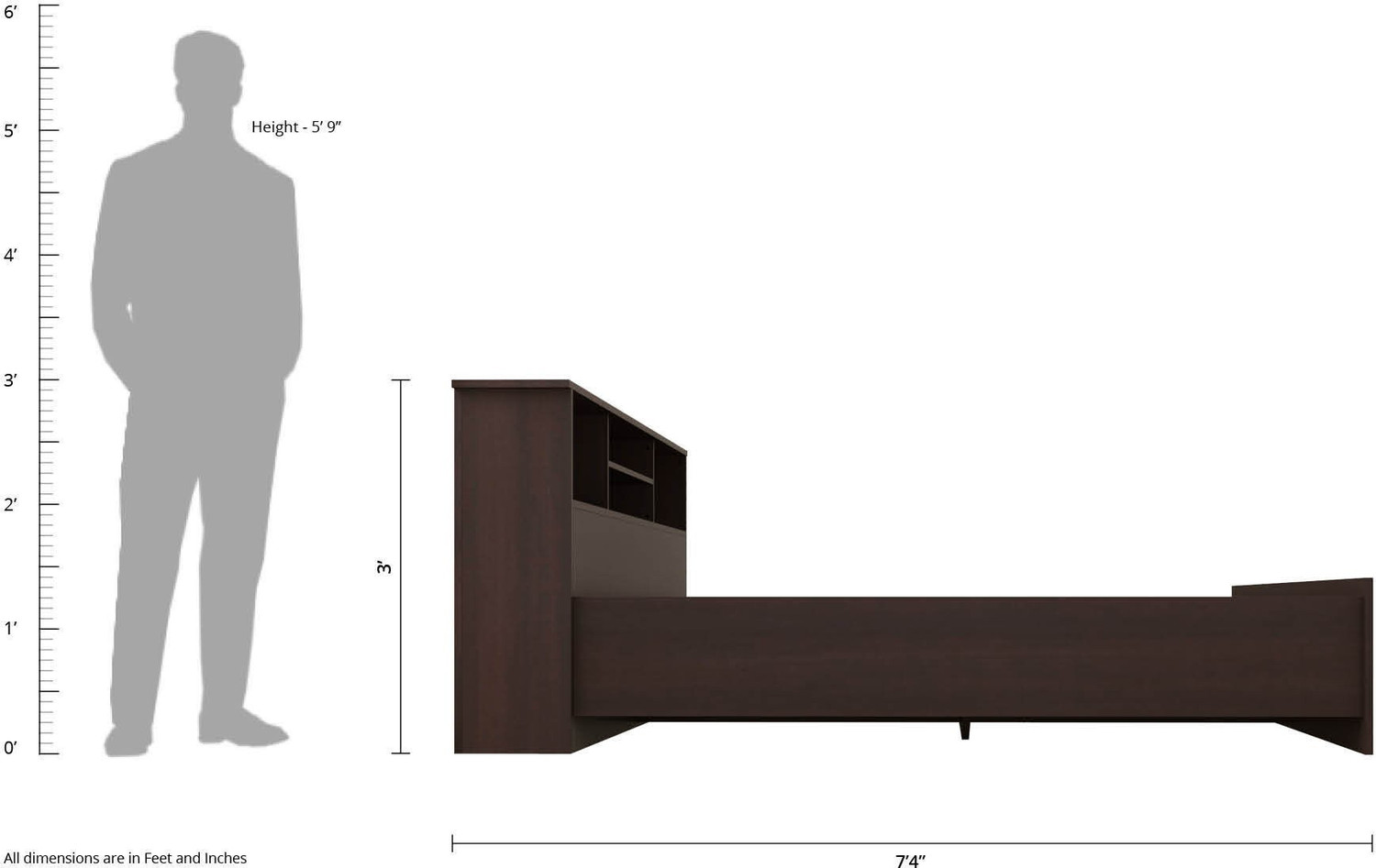 Image of Crystal Furnitech Skyler Engineered Wood King Bed, 223.5 cm x 190 cm (7.33 ft x 6.23 ft)