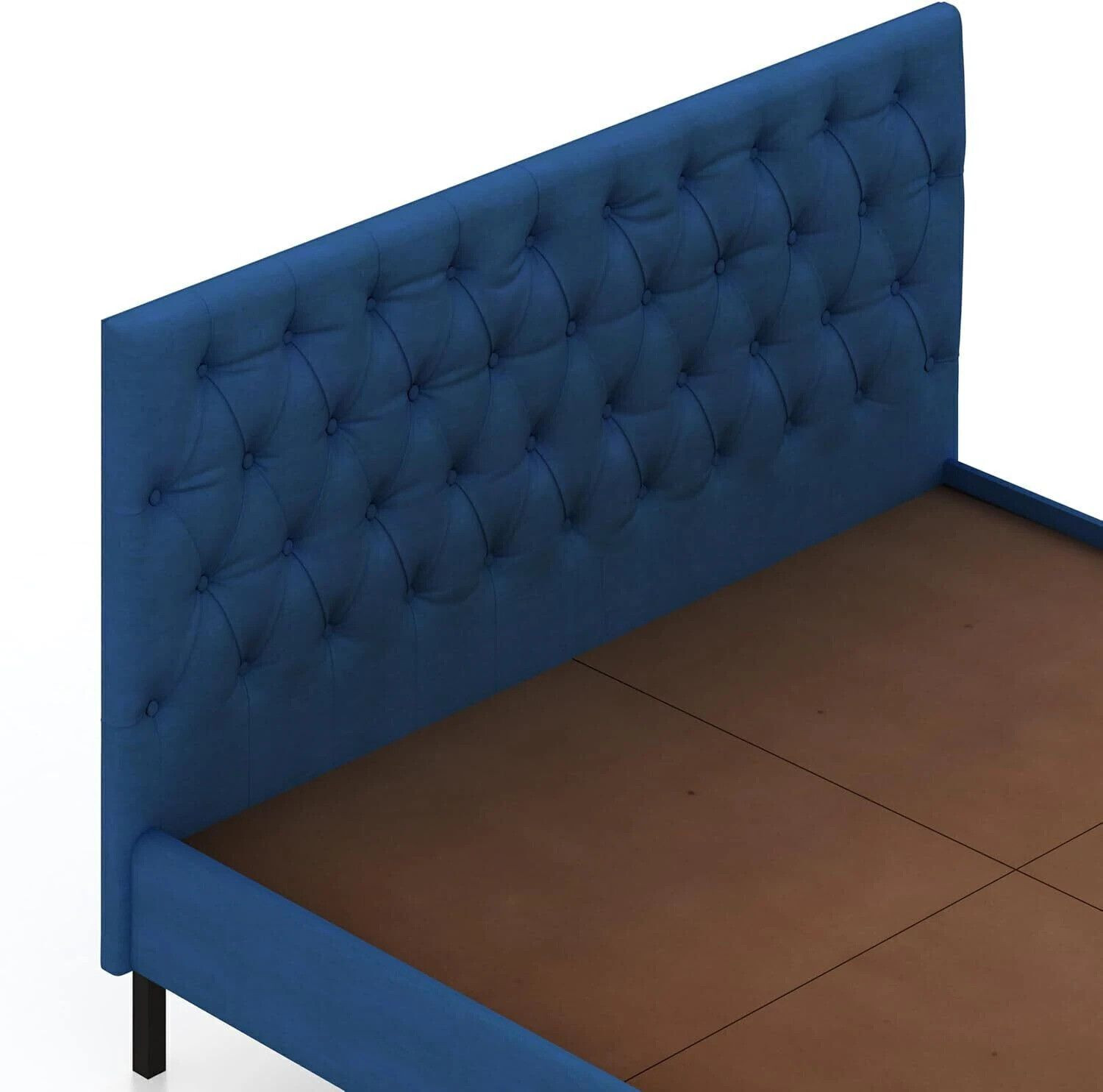 Image of Ganpati Arts Plywood Upholstered Bed with Tufted Headboard /Wooden Cot /Palaung For Bedroom Engineered Wood Queen Bed, 210 cm x 165 cm (6.89 ft x 5.41 ft)