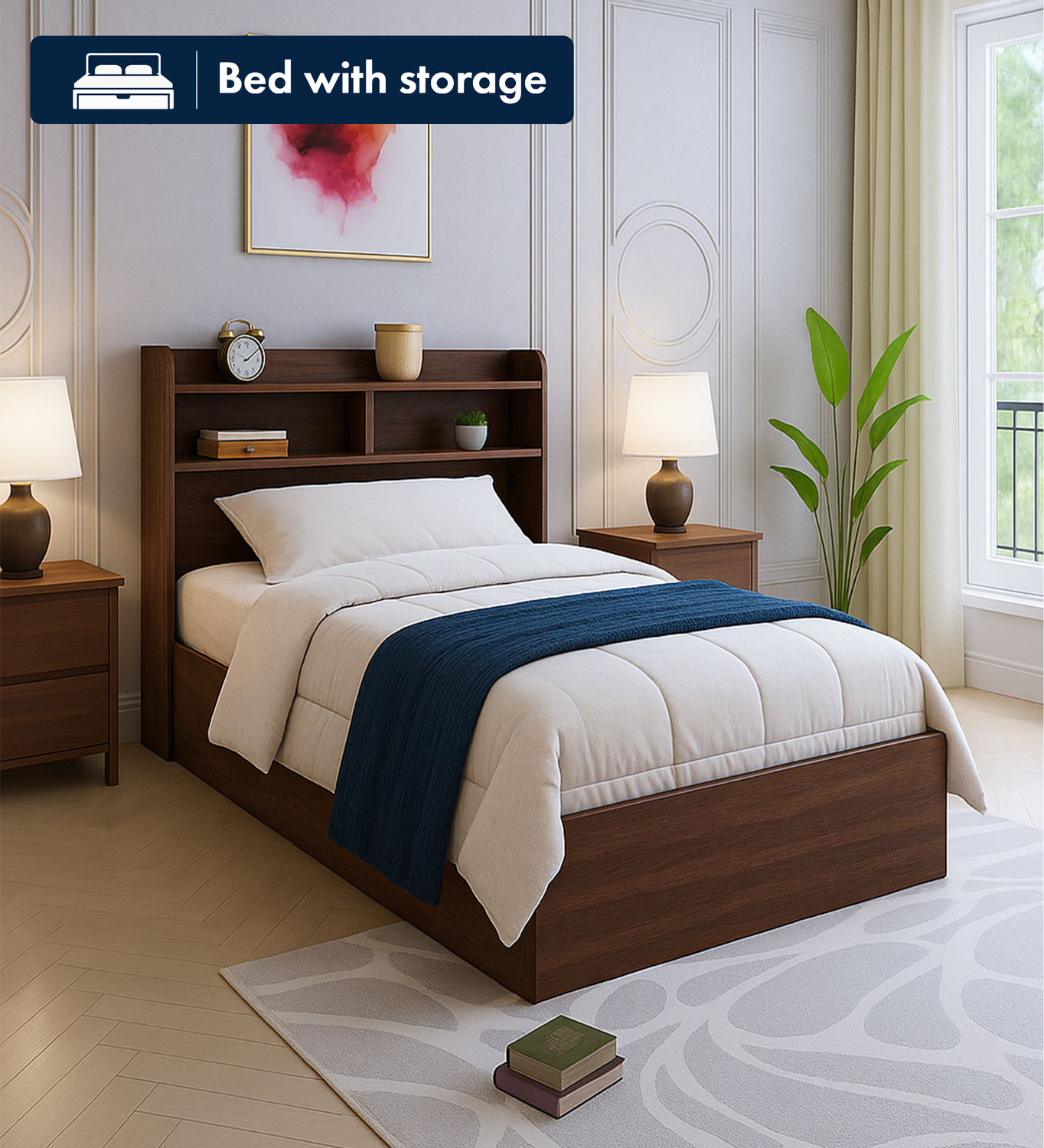 Image of GUDSMITH BSC16P Engineered Wood Single Box Bed, 204 cm x 85 cm (6.69 ft x 2.79 ft)