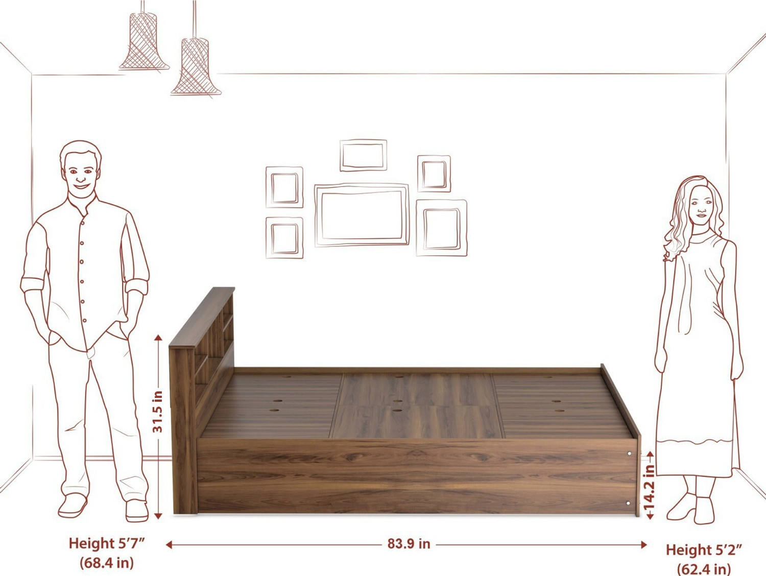 Image of Flipkart Perfect Homes Opus Engineered Wood King Box Bed, 213 cm x 192.7 cm (6.99 ft x 6.32 ft)