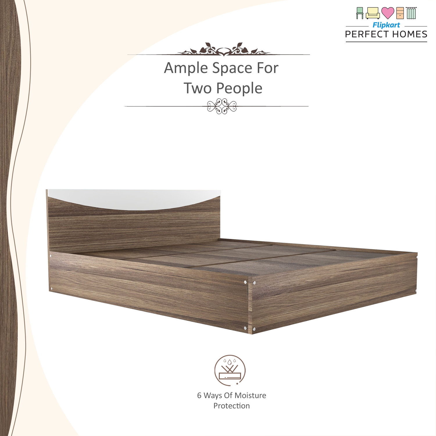 Image of Flipkart Perfect Homes Carol Engineered Wood Queen Bed, 203.5 cm x 159.5 cm (6.68 ft x 5.23 ft)