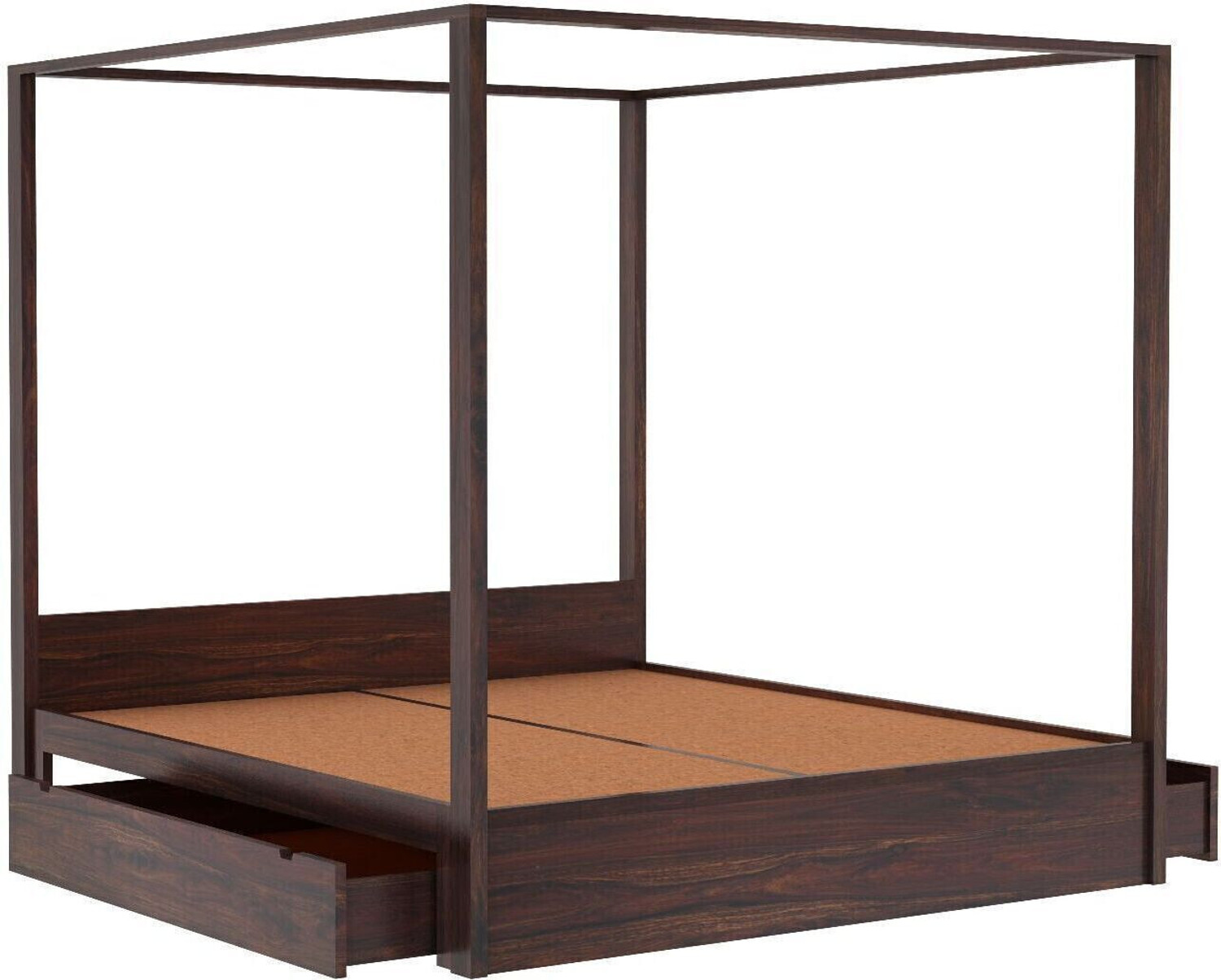 Image of WOODENJOY Sheesham Wood King Bed With Drawers Storage /Wooden Bed With Storage For Home Solid Wood King Drawer Bed, 210.82 cm x 190.5 cm (6.92 ft x 6.25 ft) (Finish Color - Walnut finish, Delivery Condition - DIY(Do-It-Yourself))