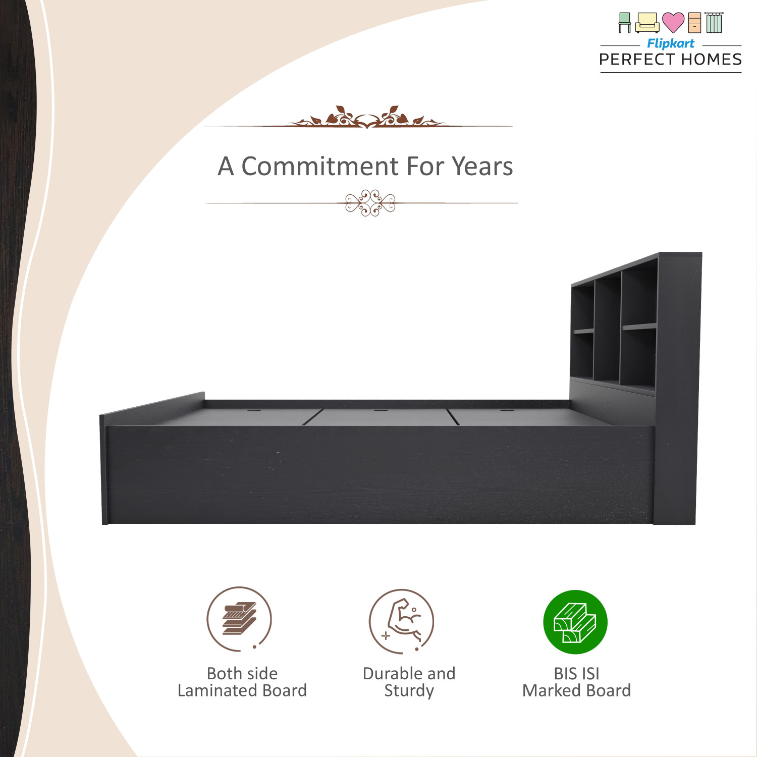 Image of Flipkart Perfect Homes Opus Engineered Wood Queen Box Bed, 213 cm x 162.3 cm (6.99 ft x 5.32 ft)