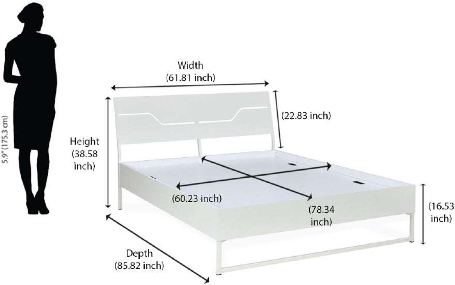 Image of Nilkamal SLEEP Grande Wood and Metal Hybrid Bed With Lite Dual Comfort Mattress Engineered Wood Queen Bed, 217.9828 cm x 156.99 cm (7.15 ft x 5.15 ft)