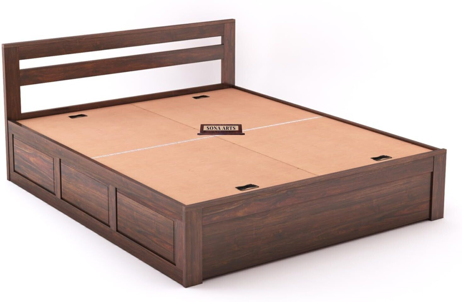 Image of SONA ART & CRAFTS Eros Sheesham Wood King Size Bed with Storage Box Solid Wood King Box Bed, 205.74 cm x 187.96 cm (6.75 ft x 6.17 ft)